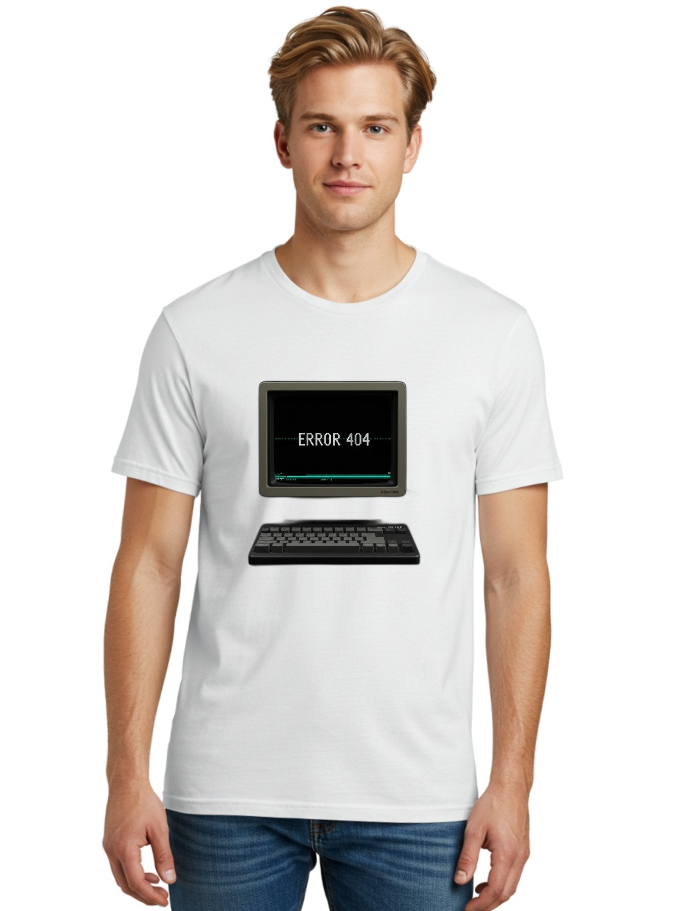 Error-404 Men'S Graphic Tee, 100% Cotton, Comfortable Casual Summer Wear, Machine Washable, Error 404 Message, Computer Monitor, Keyboard, Old Computer, Retro Technology, Error Screen, 404 Page Not Found, Vintage Computer Hardware, Baa652 29
