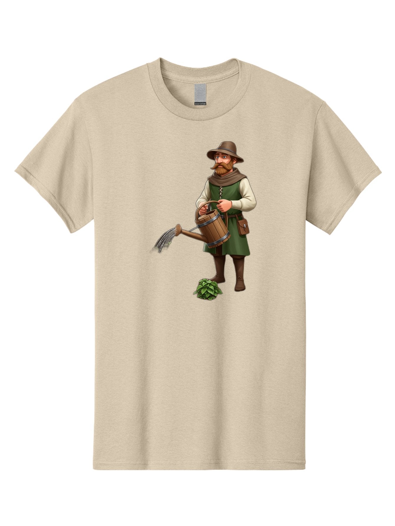 Farmer-Hops Men'S Graphic Tee, 100% Cotton, Comfortable Casual Summer Wear, Machine Washable, Cartoon Farmer, Gardening Tools, Watering Can, Rustic Clothing, Hat, Beard, Hop Plant, Agricultural Work, Manual Labor, Traditional Farming Baa655 8