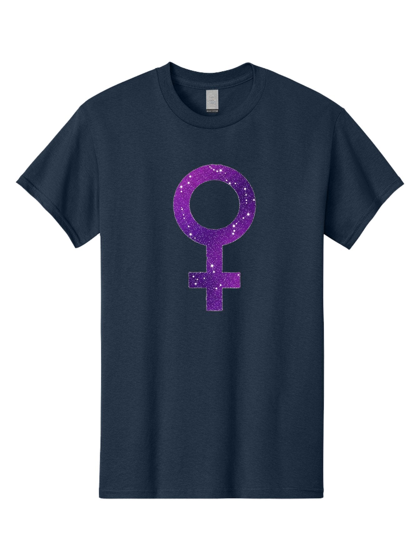 Female-Symbol Men'S Graphic Tee, 100% Cotton, Comfortable Casual Summer Wear, Machine Washable, Female Symbol, Purple Glitter, Sparkling Design, Feminine Power, Astrology Symbol, Women'S Rights, Equality, Empowerment, Feminist Icon Baa668 5
