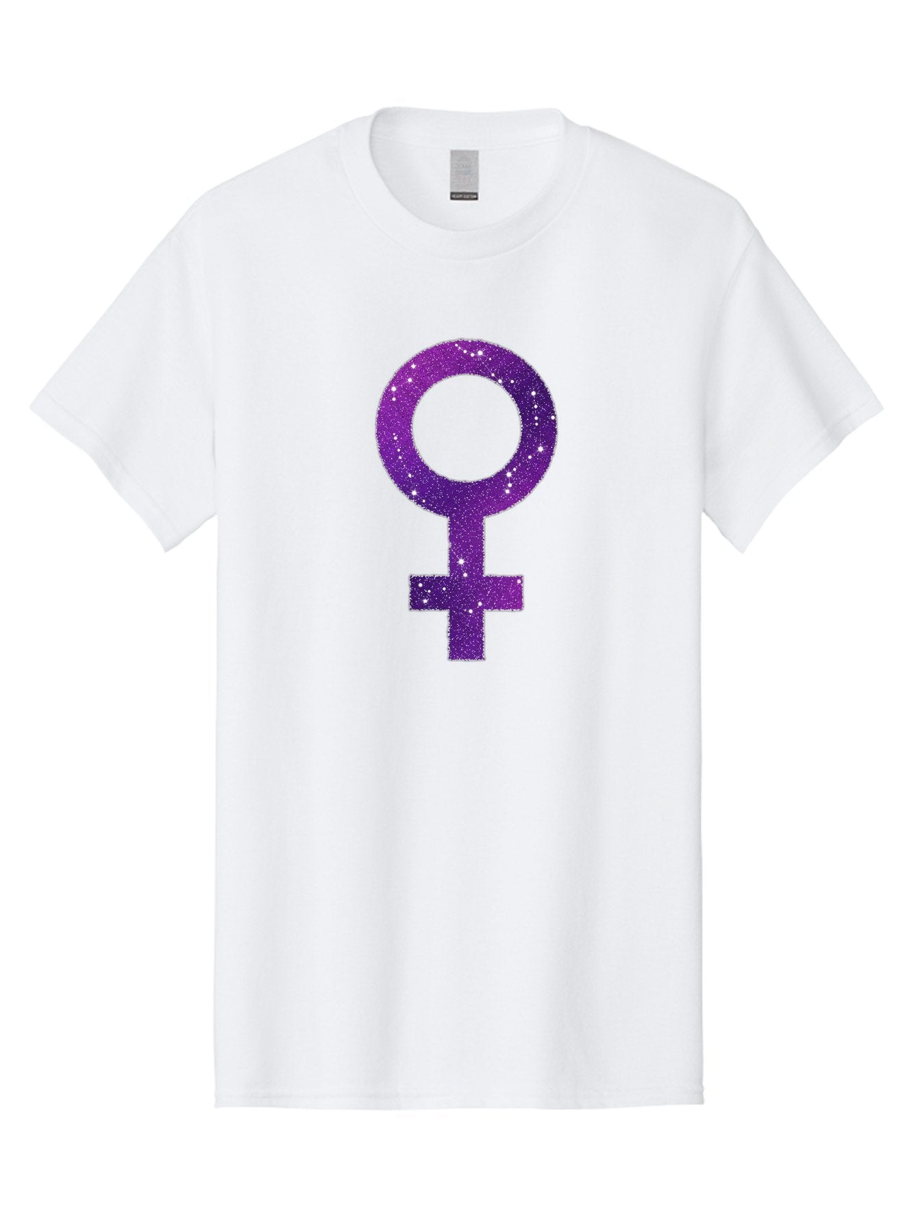 Female-Symbol Men'S Graphic Tee, 100% Cotton, Comfortable Casual Summer Wear, Machine Washable, Female Symbol, Purple Glitter, Sparkling Design, Feminine Power, Astrology Symbol, Women'S Rights, Equality, Empowerment, Feminist Icon Baa668 3