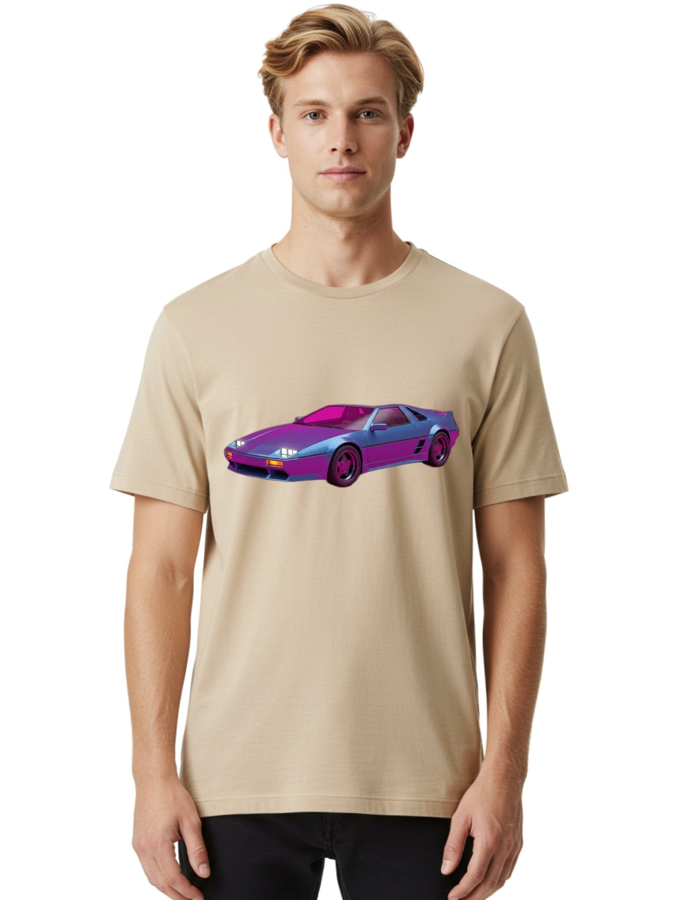 Ferrari-288-Gto Men'S Graphic Tee, 100% Cotton, Comfortable Casual Summer Wear, Machine Washable, Ferrari 288 Gto, Sports Car, Sleek Design, Vibrant Colors, Purple And Pink Gradient, Luxury Vehicle, High-Performance Car, Classic Ferrari Model, Baa670 30