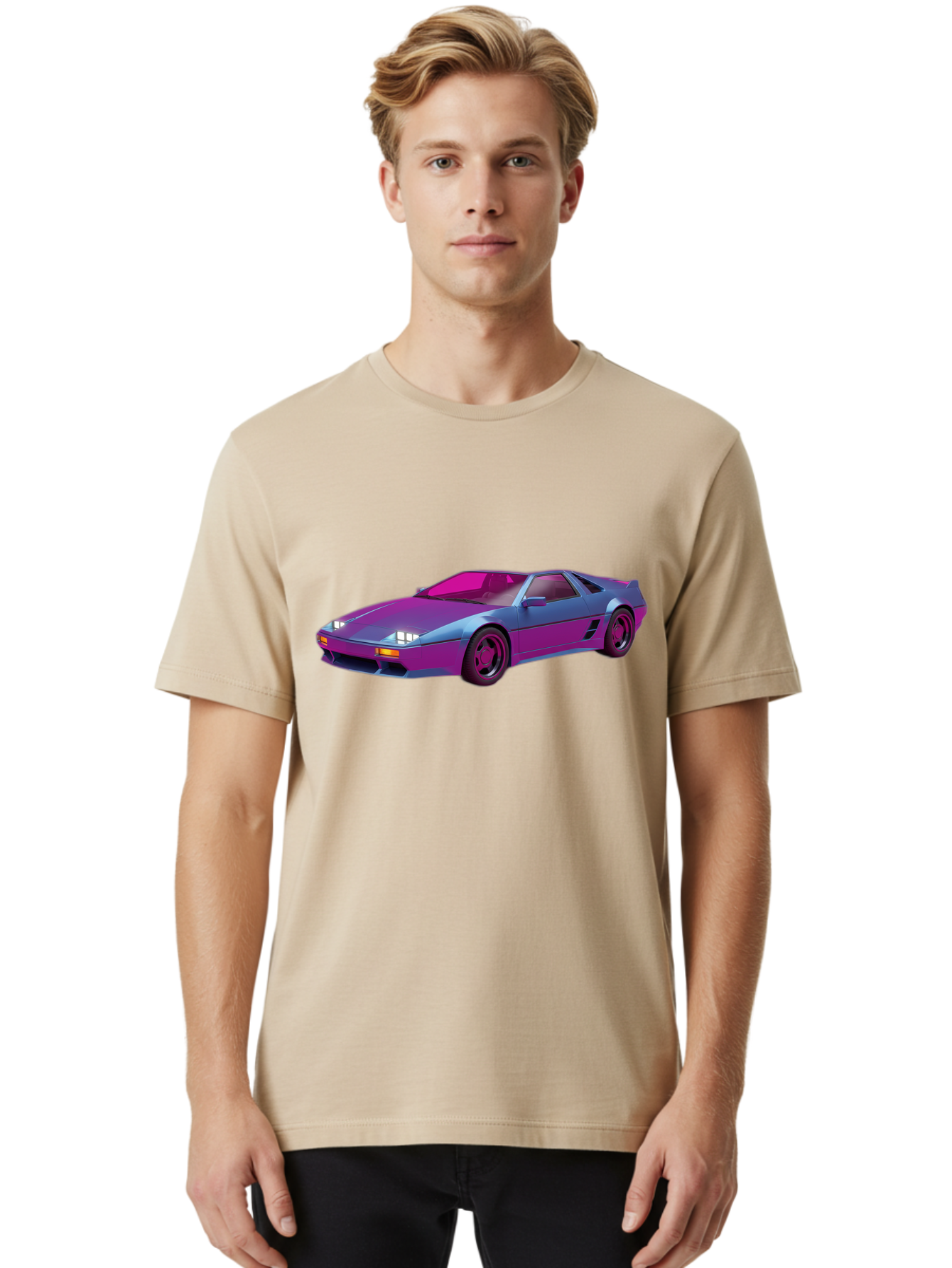 Ferrari-288-Gto Men'S Graphic Tee, 100% Cotton, Comfortable Casual Summer Wear, Machine Washable, Ferrari 288 Gto, Sports Car, Sleek Design, Vibrant Colors, Purple And Pink Gradient, Luxury Vehicle, High-Performance Car, Classic Ferrari Model, Baa670