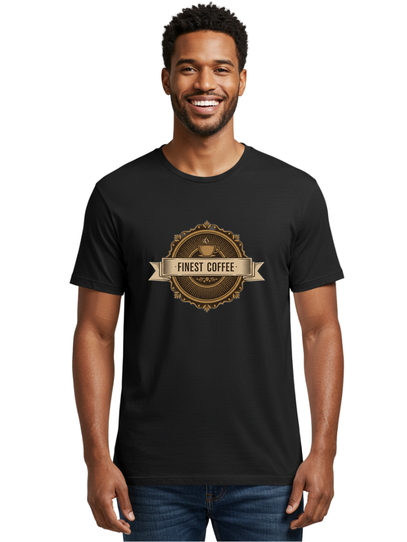 Finest-Coffee Men'S Graphic Tee, 100% Cotton, Comfortable Casual Summer Wear, Machine Washable, Finest Coffee, Coffee Logo, Gourmet Coffee, Vintage Coffee Label, Coffee Branding, Coffee Emblem, Coffee Badge Baa671 12