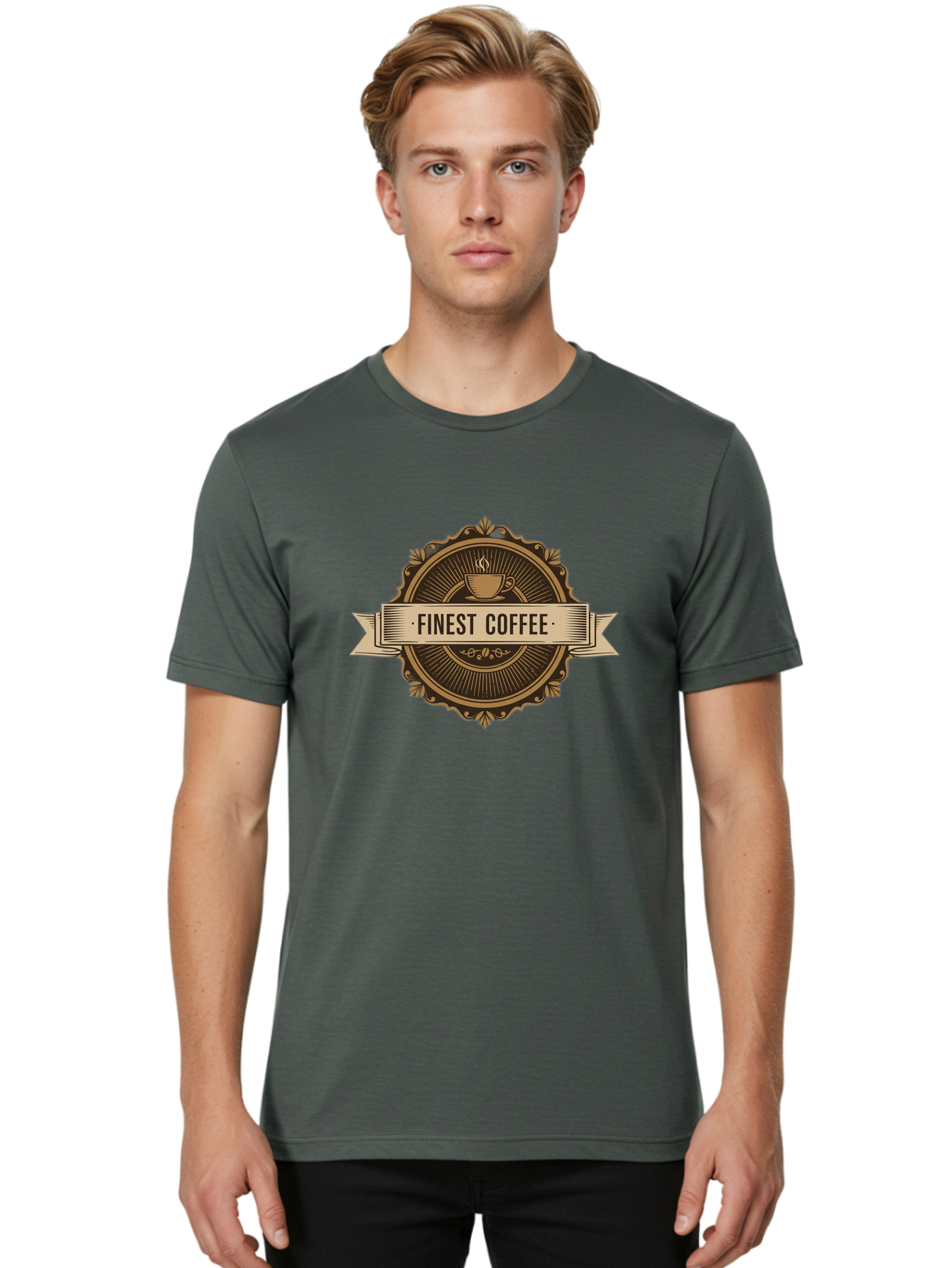 Finest-Coffee Men'S Graphic Tee, 100% Cotton, Comfortable Casual Summer Wear, Machine Washable, Finest Coffee, Coffee Logo, Gourmet Coffee, Vintage Coffee Label, Coffee Branding, Coffee Emblem, Coffee Badge Baa671 8