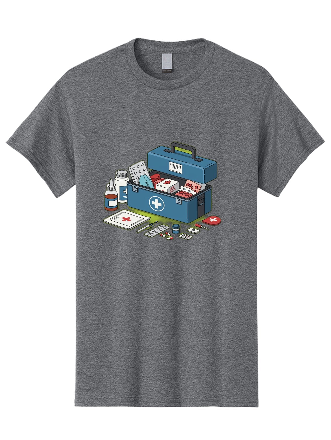 First-Aid-Kit-1 Men'S Graphic Tee, 100% Cotton, Comfortable Casual Summer Wear, Machine Washable, First Aid Kit, Medical Supplies, Emergency Response, Health Care, Wound Care, Medications, Medical Equipment, Emergency Preparedness Baa672 6