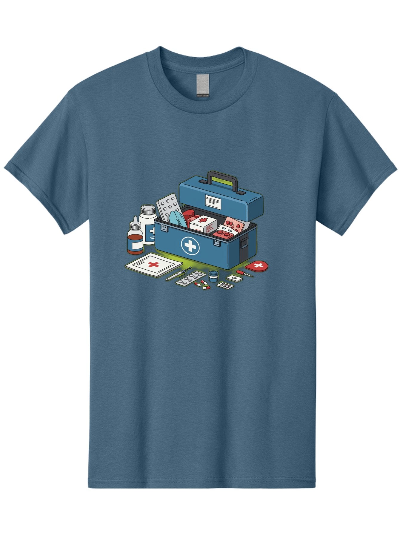 First-Aid-Kit-1 Men'S Graphic Tee, 100% Cotton, Comfortable Casual Summer Wear, Machine Washable, First Aid Kit, Medical Supplies, Emergency Response, Health Care, Wound Care, Medications, Medical Equipment, Emergency Preparedness Baa672