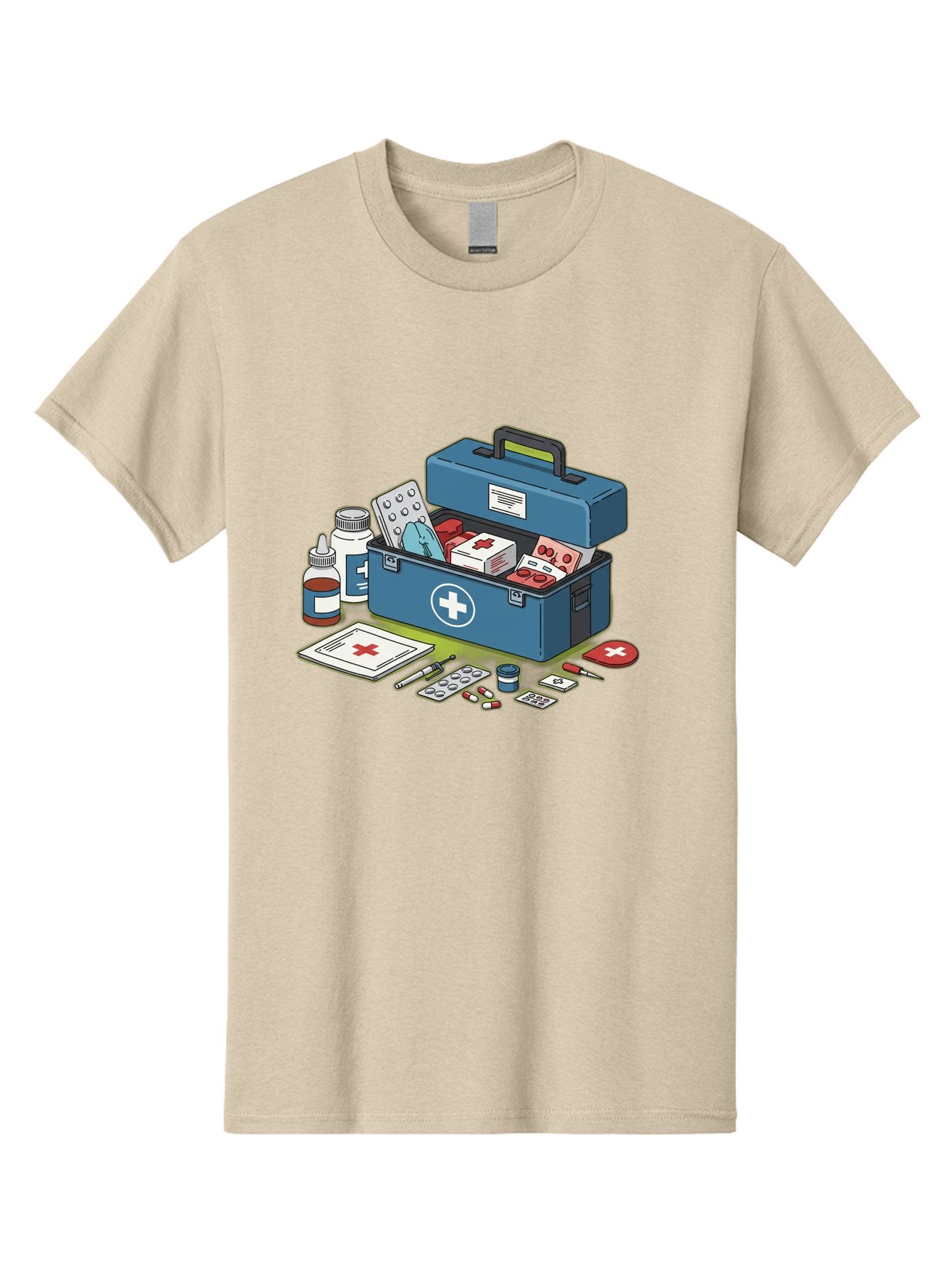First-Aid-Kit-1 Men'S Graphic Tee, 100% Cotton, Comfortable Casual Summer Wear, Machine Washable, First Aid Kit, Medical Supplies, Emergency Response, Health Care, Wound Care, Medications, Medical Equipment, Emergency Preparedness Baa672 14