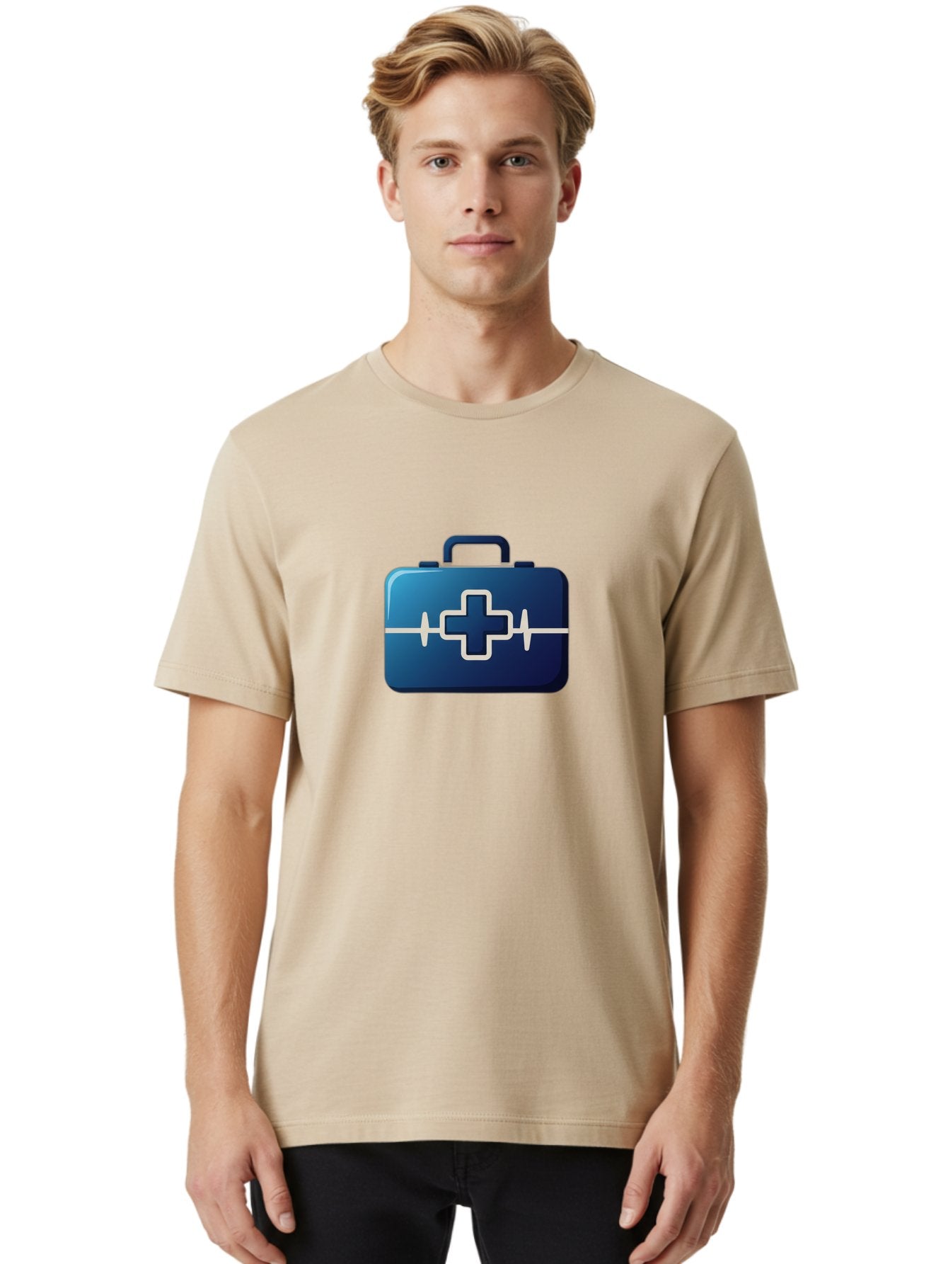 First-Aid-Kit-12 Men'S Graphic Tee, 100% Cotton, Comfortable Casual Summer Wear, Machine Washable, First Aid Kit, Medical Cross, Health Care, Emergency Kit, Medical Supplies, Health Symbol, Medical Aid, Heartbeat Baa675 24