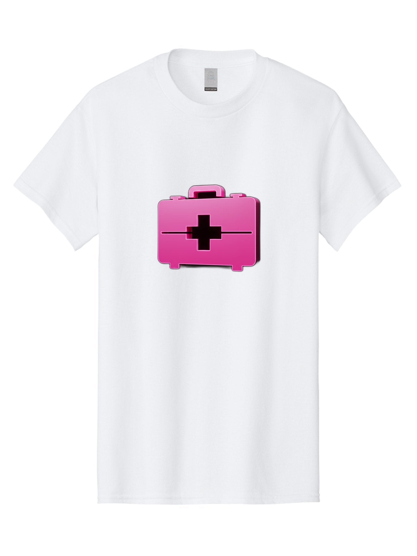 First-Aid-Kit-5 Men'S Graphic Tee, 100% Cotton, Comfortable Casual Summer Wear, Machine Washable, Pink First Aid Kit, Medical Supplies, Health Care, Emergency Kit, Black Cross Symbol, Medical Emergency, First Aid Supplies Baa679