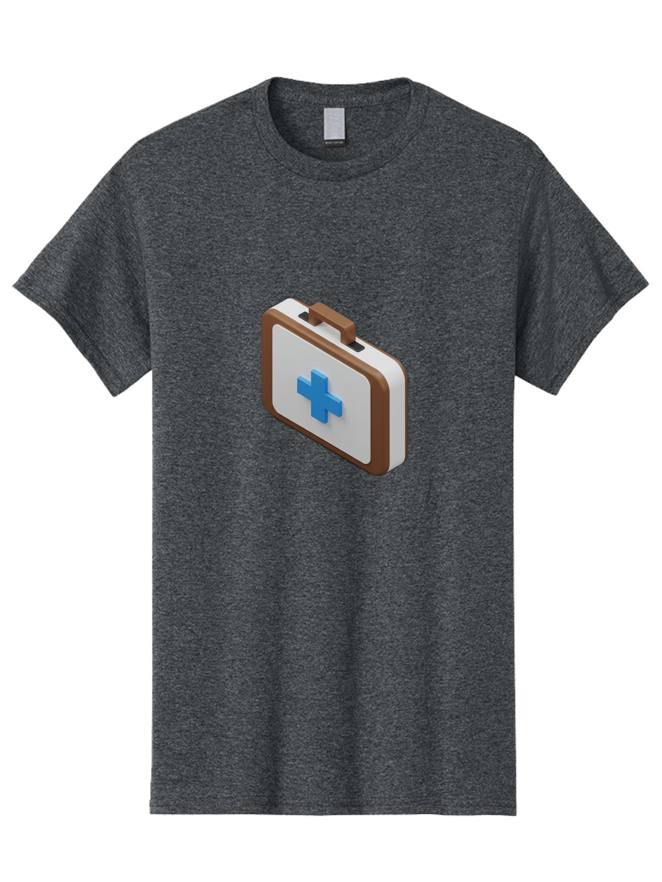 First-Aid-Kit-7 Men'S Graphic Tee, 100% Cotton, Comfortable Casual Summer Wear, Machine Washable, First Aid Kit, Medical Supplies, Health Care, Emergency Preparedness, Blue Cross Symbol, Brown Handle, White Case, Medical Emergency, Baa681