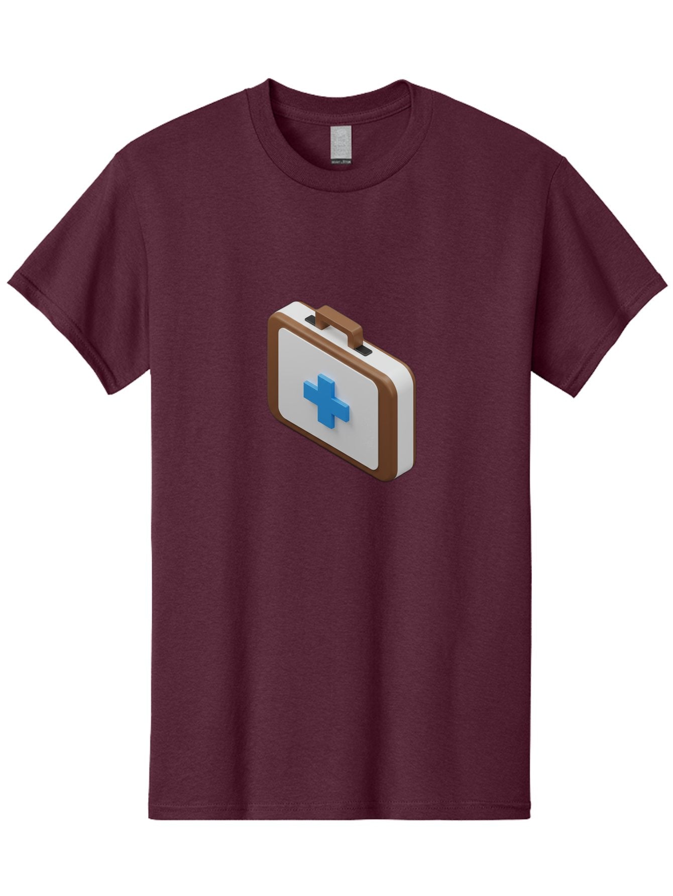 First-Aid-Kit-7 Men'S Graphic Tee, 100% Cotton, Comfortable Casual Summer Wear, Machine Washable, First Aid Kit, Medical Supplies, Health Care, Emergency Preparedness, Blue Cross Symbol, Brown Handle, White Case, Medical Emergency, Baa681 5