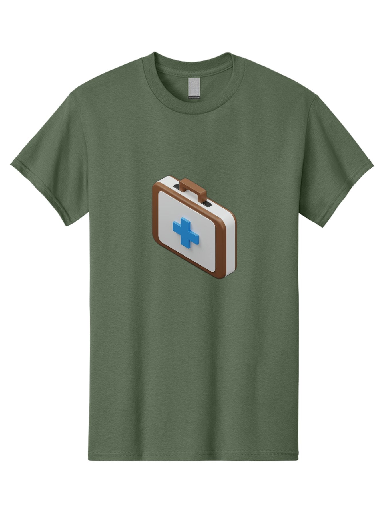 First-Aid-Kit-7 Men'S Graphic Tee, 100% Cotton, Comfortable Casual Summer Wear, Machine Washable, First Aid Kit, Medical Supplies, Health Care, Emergency Preparedness, Blue Cross Symbol, Brown Handle, White Case, Medical Emergency, Baa681 7