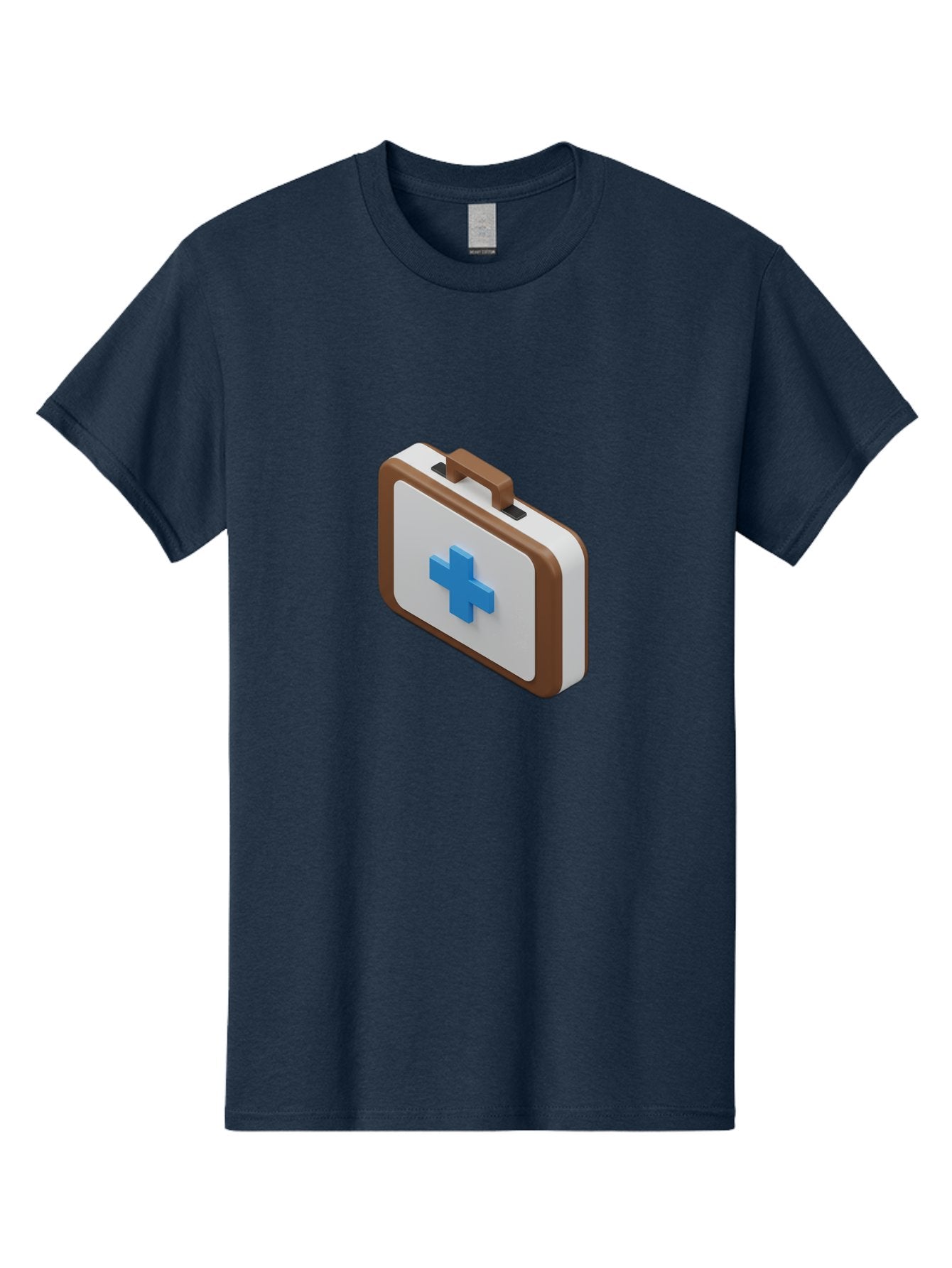First-Aid-Kit-7 Men'S Graphic Tee, 100% Cotton, Comfortable Casual Summer Wear, Machine Washable, First Aid Kit, Medical Supplies, Health Care, Emergency Preparedness, Blue Cross Symbol, Brown Handle, White Case, Medical Emergency, Baa681