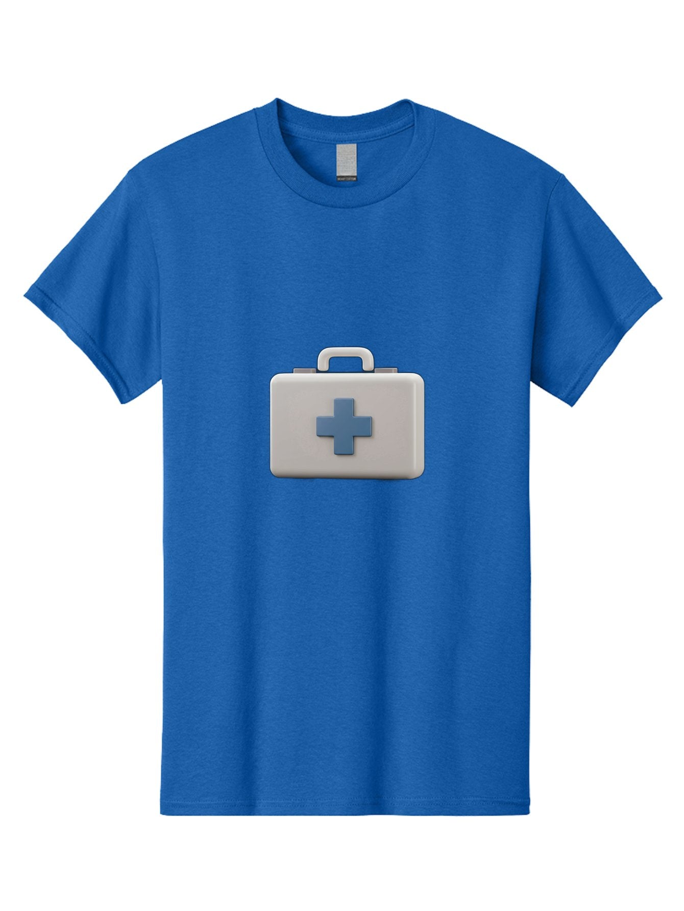 First-Aid-Kit-8 Men'S Graphic Tee, 100% Cotton, Comfortable Casual Summer Wear, Machine Washable, First Aid Kit, Medical Box, Health Care, Emergency Response, Medical Supplies, Blue Cross Symbol, Rectangular Box, Handle On Top Baa682