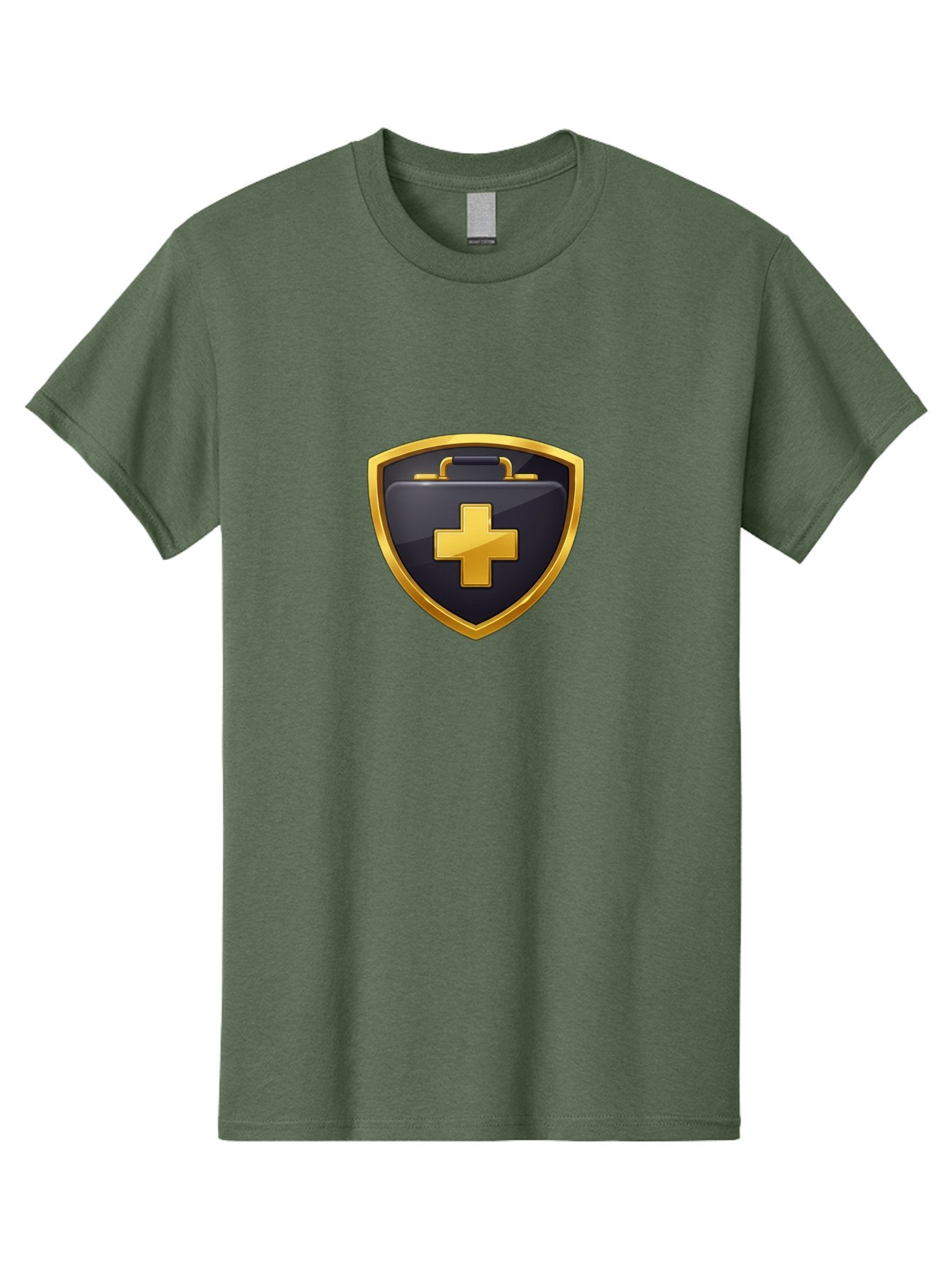 First-Aid-Kit-Shield Men'S Graphic Tee, 100% Cotton, Comfortable Casual Summer Wear, Machine Washable, First Aid Kit, Medical Shield, Healthcare Logo, Gold Cross, Emergency Medical Services, Medical Supplies, Health Protection, Safety Icon Baa684 3