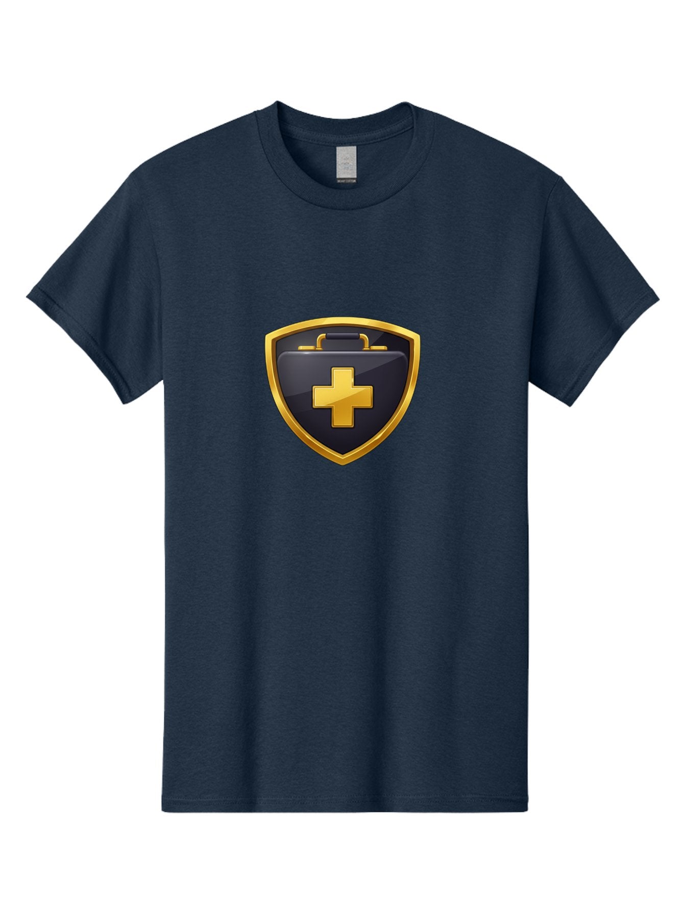 First-Aid-Kit-Shield Men'S Graphic Tee, 100% Cotton, Comfortable Casual Summer Wear, Machine Washable, First Aid Kit, Medical Shield, Healthcare Logo, Gold Cross, Emergency Medical Services, Medical Supplies, Health Protection, Safety Icon Baa684 4