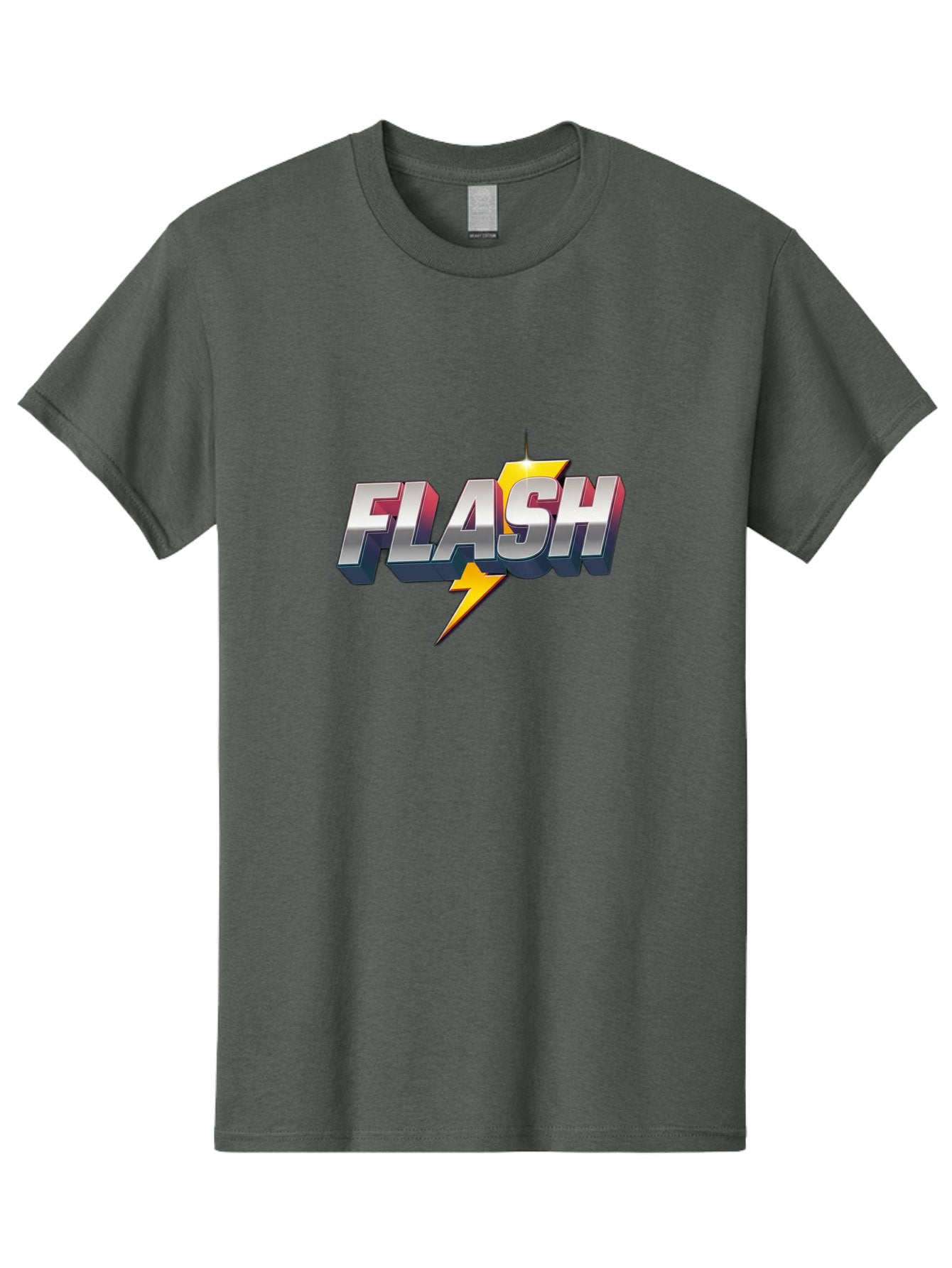 Flash Men'S Graphic Tee, 100% Cotton, Comfortable Casual Summer Wear, Machine Washable, Silver 3D Text, Yellow Lightning Bolt, Super Speed, Superhero Logo, Comic Book Style, Dynamic Graphics, Energetic Vibe, Bold Typography Baa686 14