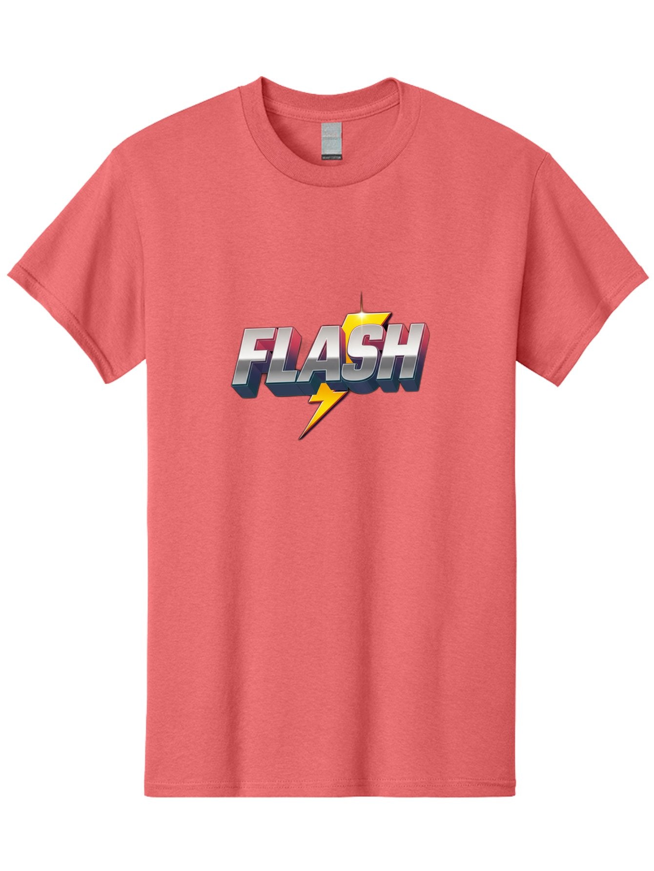 Flash Men'S Graphic Tee, 100% Cotton, Comfortable Casual Summer Wear, Machine Washable, Silver 3D Text, Yellow Lightning Bolt, Super Speed, Superhero Logo, Comic Book Style, Dynamic Graphics, Energetic Vibe, Bold Typography Baa686 15