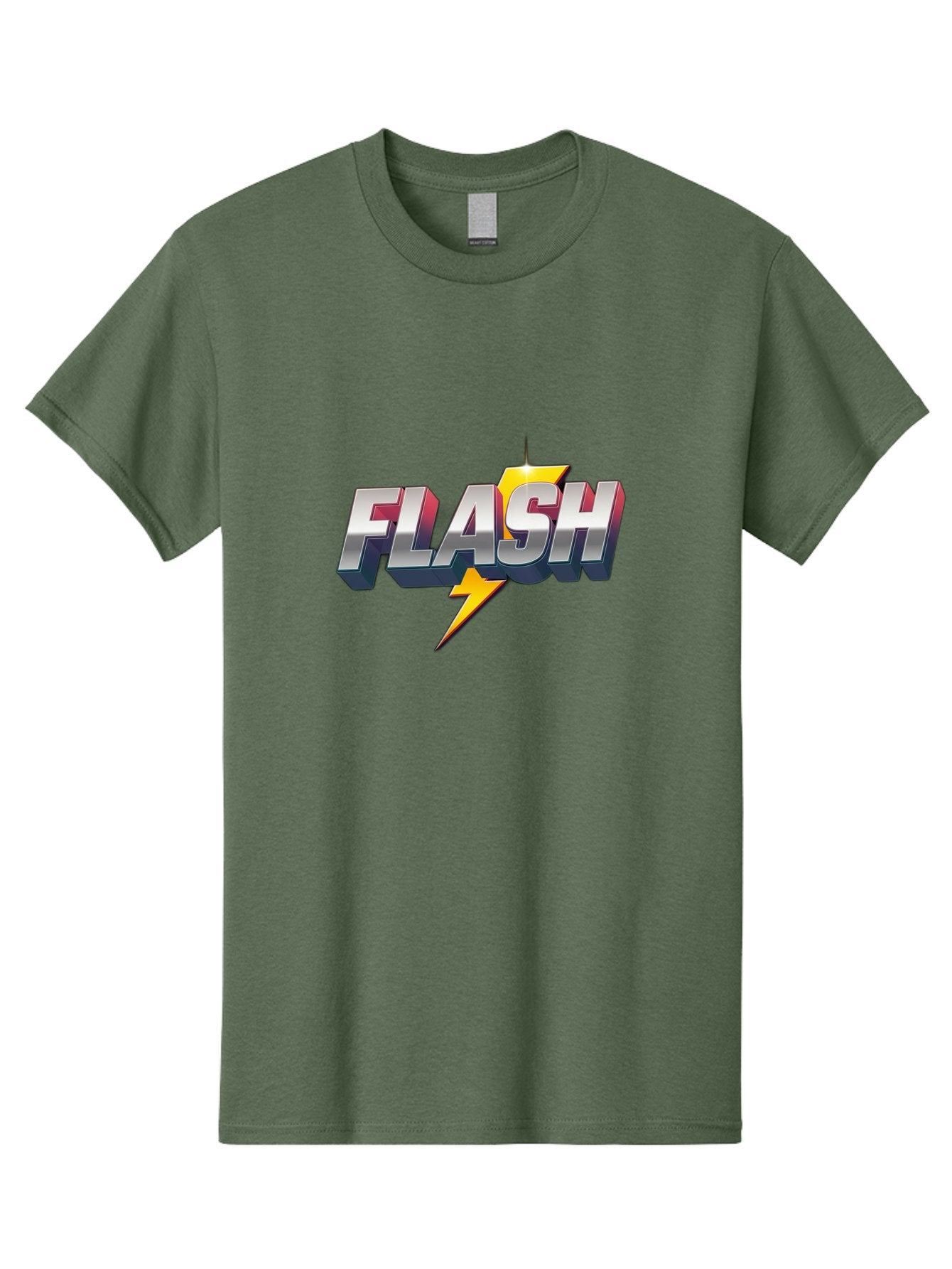 Flash Men'S Graphic Tee, 100% Cotton, Comfortable Casual Summer Wear, Machine Washable, Silver 3D Text, Yellow Lightning Bolt, Super Speed, Superhero Logo, Comic Book Style, Dynamic Graphics, Energetic Vibe, Bold Typography Baa686 5