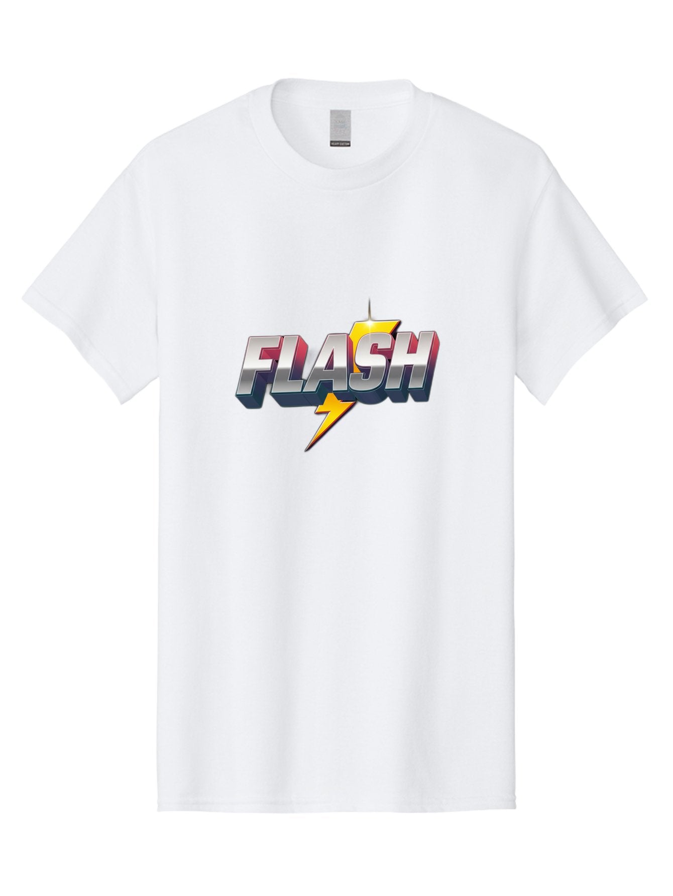 Flash Men'S Graphic Tee, 100% Cotton, Comfortable Casual Summer Wear, Machine Washable, Silver 3D Text, Yellow Lightning Bolt, Super Speed, Superhero Logo, Comic Book Style, Dynamic Graphics, Energetic Vibe, Bold Typography Baa686 10