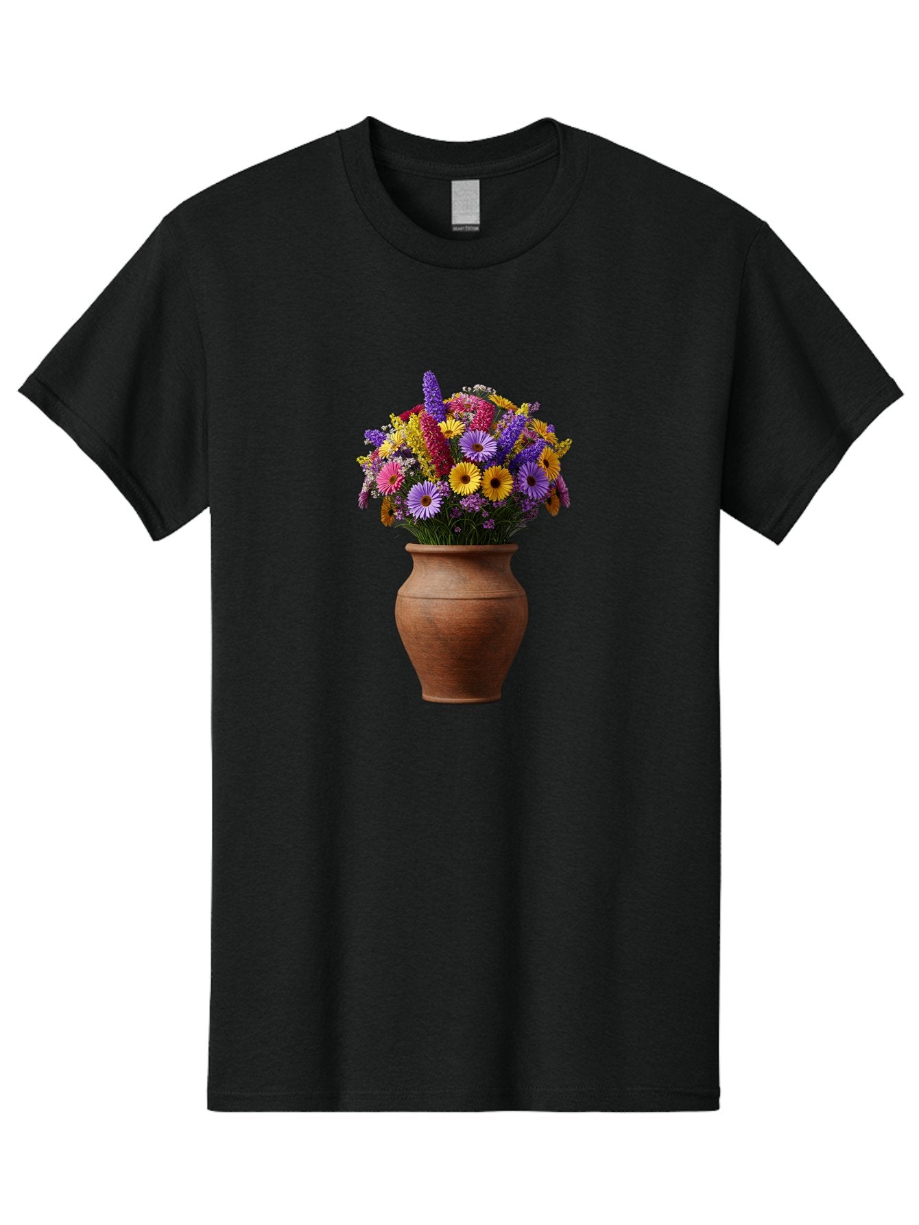 Flower-Pot Men'S Graphic Tee, 100% Cotton, Comfortable Casual Summer Wear, Machine Washable, Colorful Flowers, Floral Arrangement, Mixed Blooms, Vibrant Petals, Clay Vase, Flower Bouquet, Wildflowers, Garden Flowers, Floral Decor Baa689 7