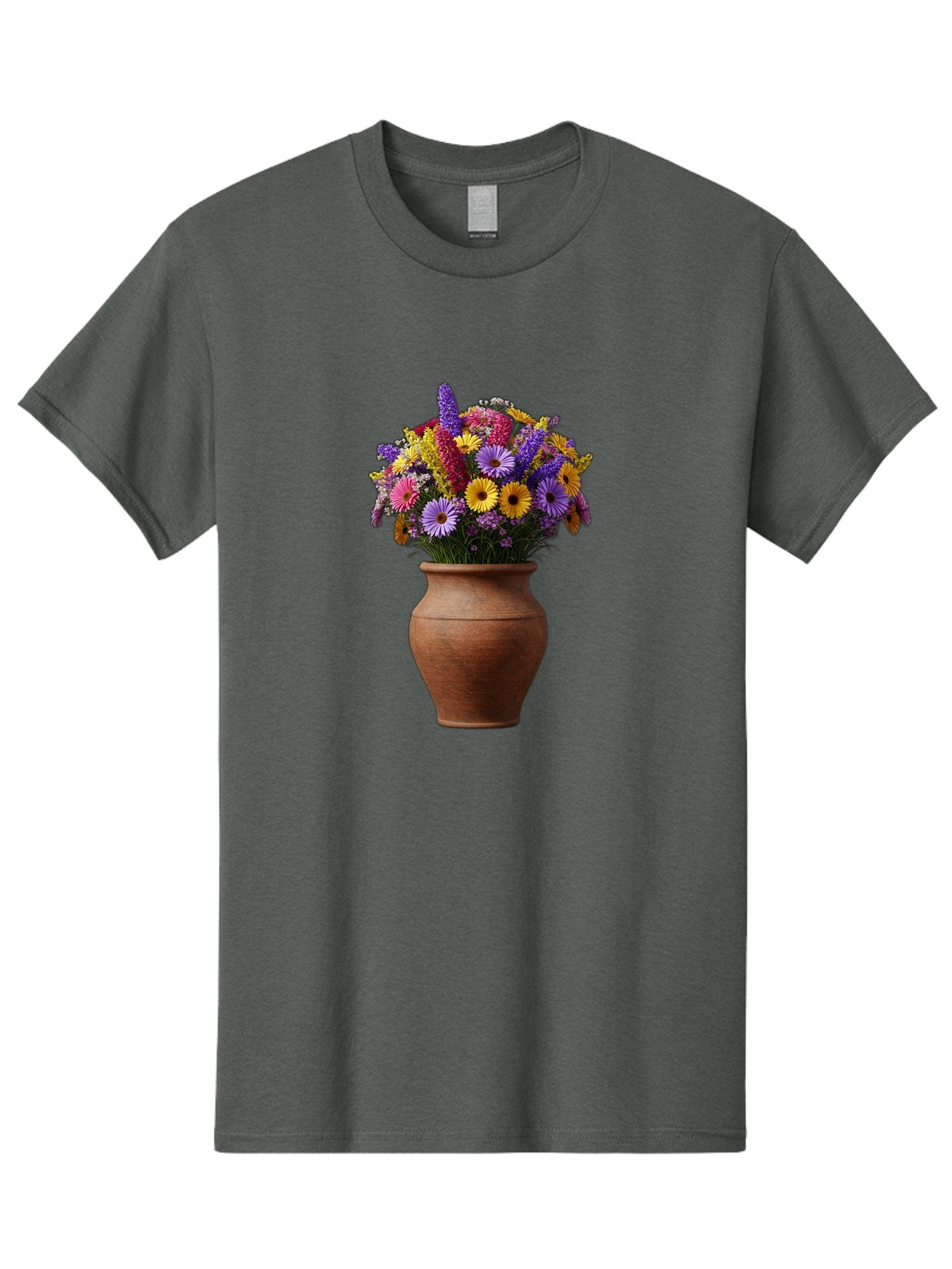 Flower-Pot Men'S Graphic Tee, 100% Cotton, Comfortable Casual Summer Wear, Machine Washable, Colorful Flowers, Floral Arrangement, Mixed Blooms, Vibrant Petals, Clay Vase, Flower Bouquet, Wildflowers, Garden Flowers, Floral Decor Baa689 3
