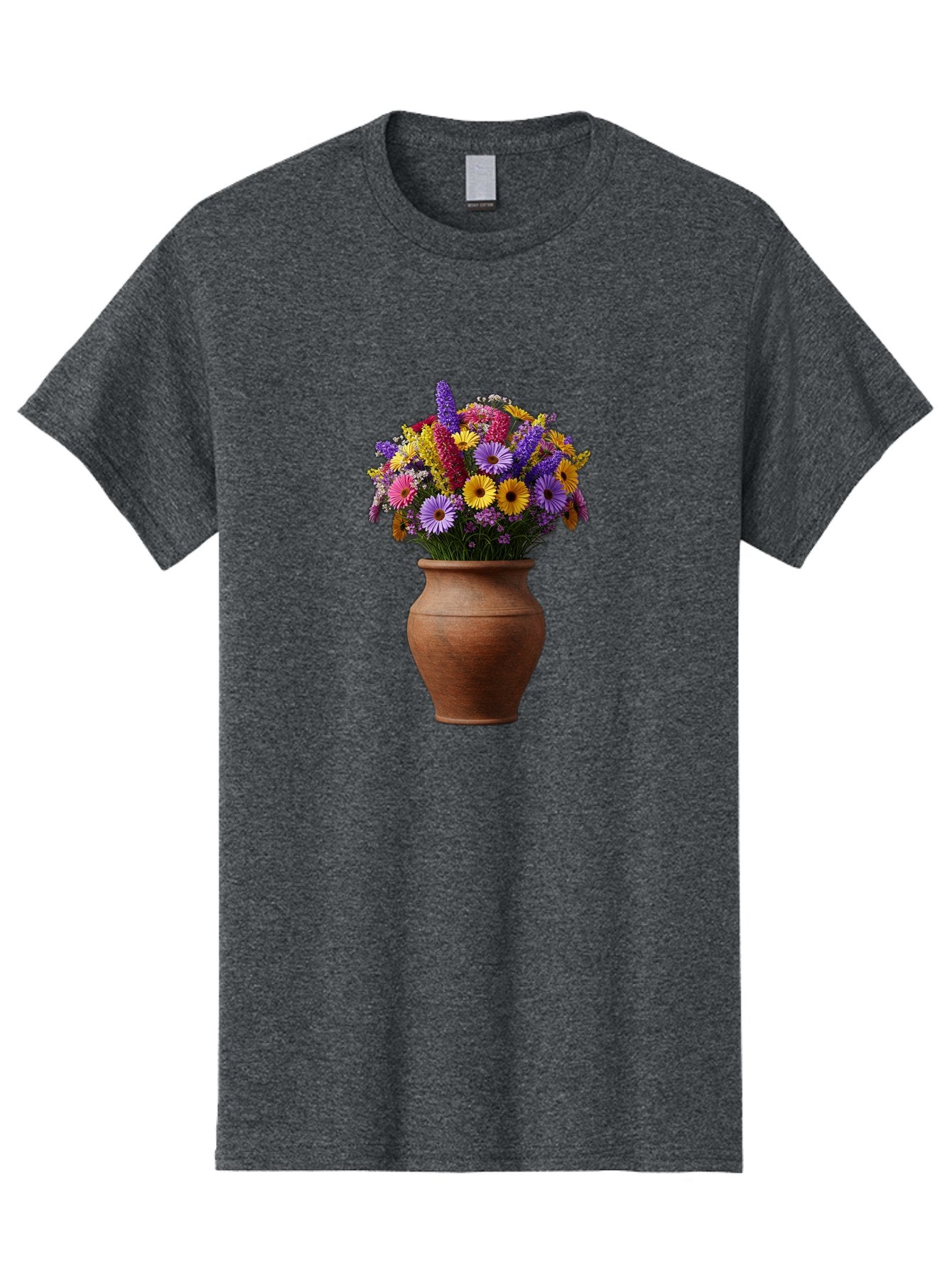 Flower-Pot Men'S Graphic Tee, 100% Cotton, Comfortable Casual Summer Wear, Machine Washable, Colorful Flowers, Floral Arrangement, Mixed Blooms, Vibrant Petals, Clay Vase, Flower Bouquet, Wildflowers, Garden Flowers, Floral Decor Baa689 11