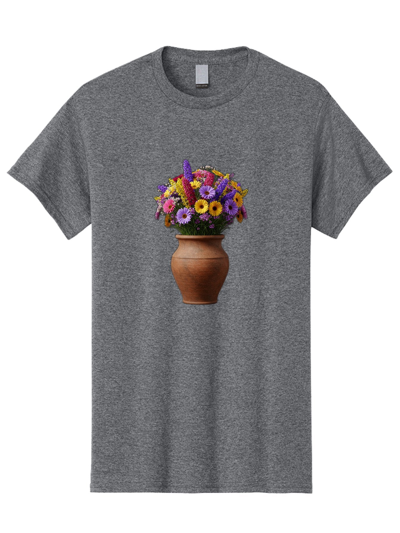 Flower-Pot Men'S Graphic Tee, 100% Cotton, Comfortable Casual Summer Wear, Machine Washable, Colorful Flowers, Floral Arrangement, Mixed Blooms, Vibrant Petals, Clay Vase, Flower Bouquet, Wildflowers, Garden Flowers, Floral Decor Baa689 14