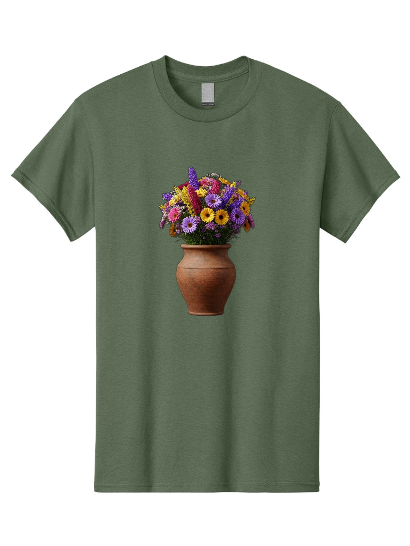 Flower-Pot Men'S Graphic Tee, 100% Cotton, Comfortable Casual Summer Wear, Machine Washable, Colorful Flowers, Floral Arrangement, Mixed Blooms, Vibrant Petals, Clay Vase, Flower Bouquet, Wildflowers, Garden Flowers, Floral Decor Baa689 12