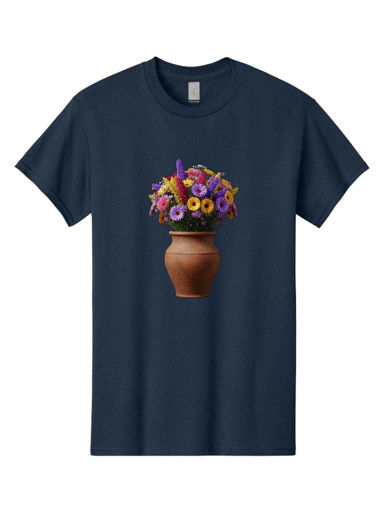 Flower-Pot Men'S Graphic Tee, 100% Cotton, Comfortable Casual Summer Wear, Machine Washable, Colorful Flowers, Floral Arrangement, Mixed Blooms, Vibrant Petals, Clay Vase, Flower Bouquet, Wildflowers, Garden Flowers, Floral Decor Baa689