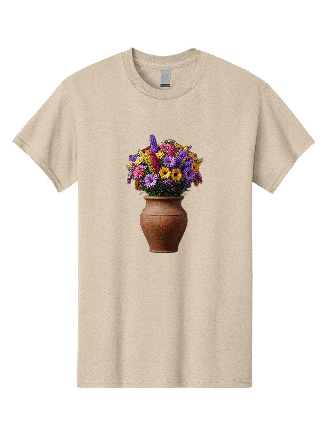 Flower-Pot Men'S Graphic Tee, 100% Cotton, Comfortable Casual Summer Wear, Machine Washable, Colorful Flowers, Floral Arrangement, Mixed Blooms, Vibrant Petals, Clay Vase, Flower Bouquet, Wildflowers, Garden Flowers, Floral Decor Baa689
