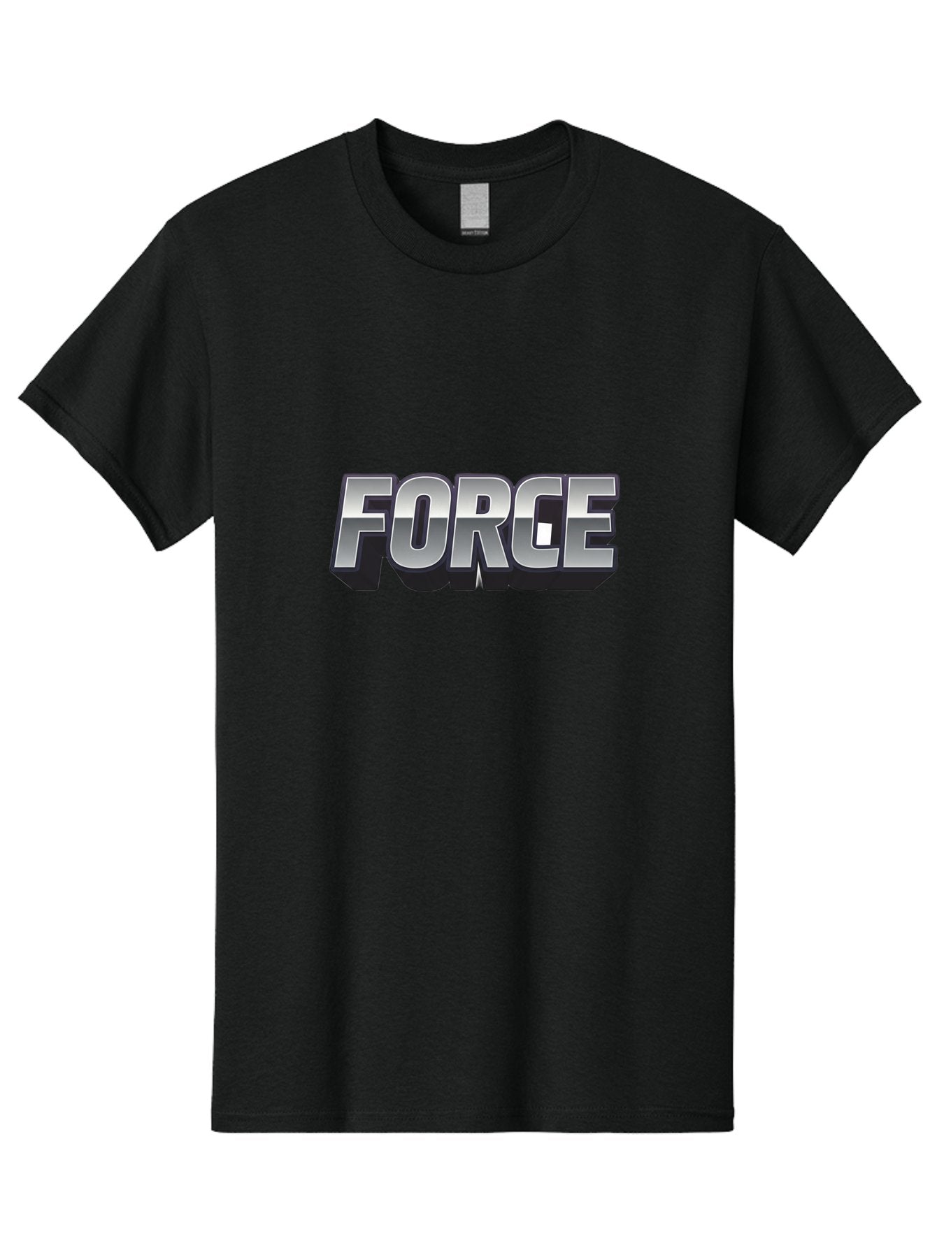 Force Men'S Graphic Tee, 100% Cotton, Comfortable Casual Summer Wear, Machine Washable, Forge Logo, Silver Metallic Text, 3D Effect, Chrome Finish, Bold Typography, Modern Design, Strength Symbol, Power Emblem, Industrial Branding Baa690 6