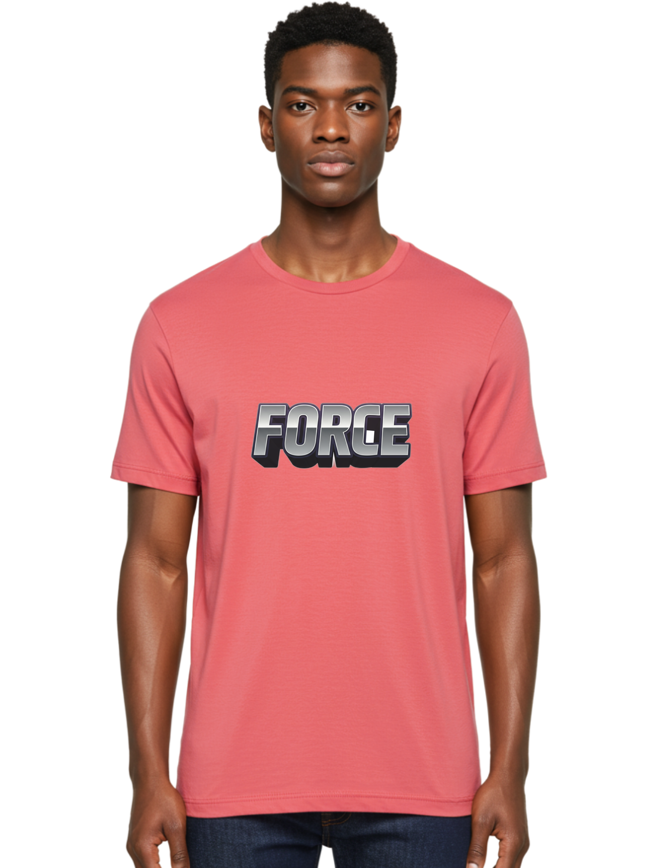 Force Men'S Graphic Tee, 100% Cotton, Comfortable Casual Summer Wear, Machine Washable, Forge Logo, Silver Metallic Text, 3D Effect, Chrome Finish, Bold Typography, Modern Design, Strength Symbol, Power Emblem, Industrial Branding Baa690 12