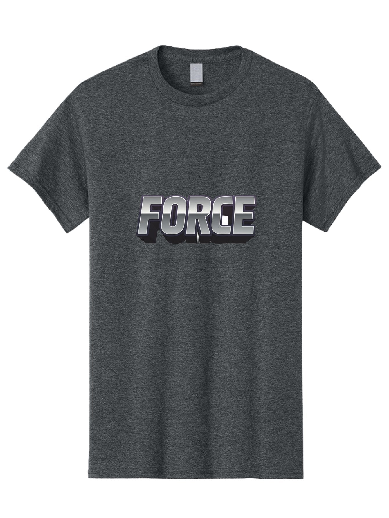 Force Men'S Graphic Tee, 100% Cotton, Comfortable Casual Summer Wear, Machine Washable, Forge Logo, Silver Metallic Text, 3D Effect, Chrome Finish, Bold Typography, Modern Design, Strength Symbol, Power Emblem, Industrial Branding Baa690 7