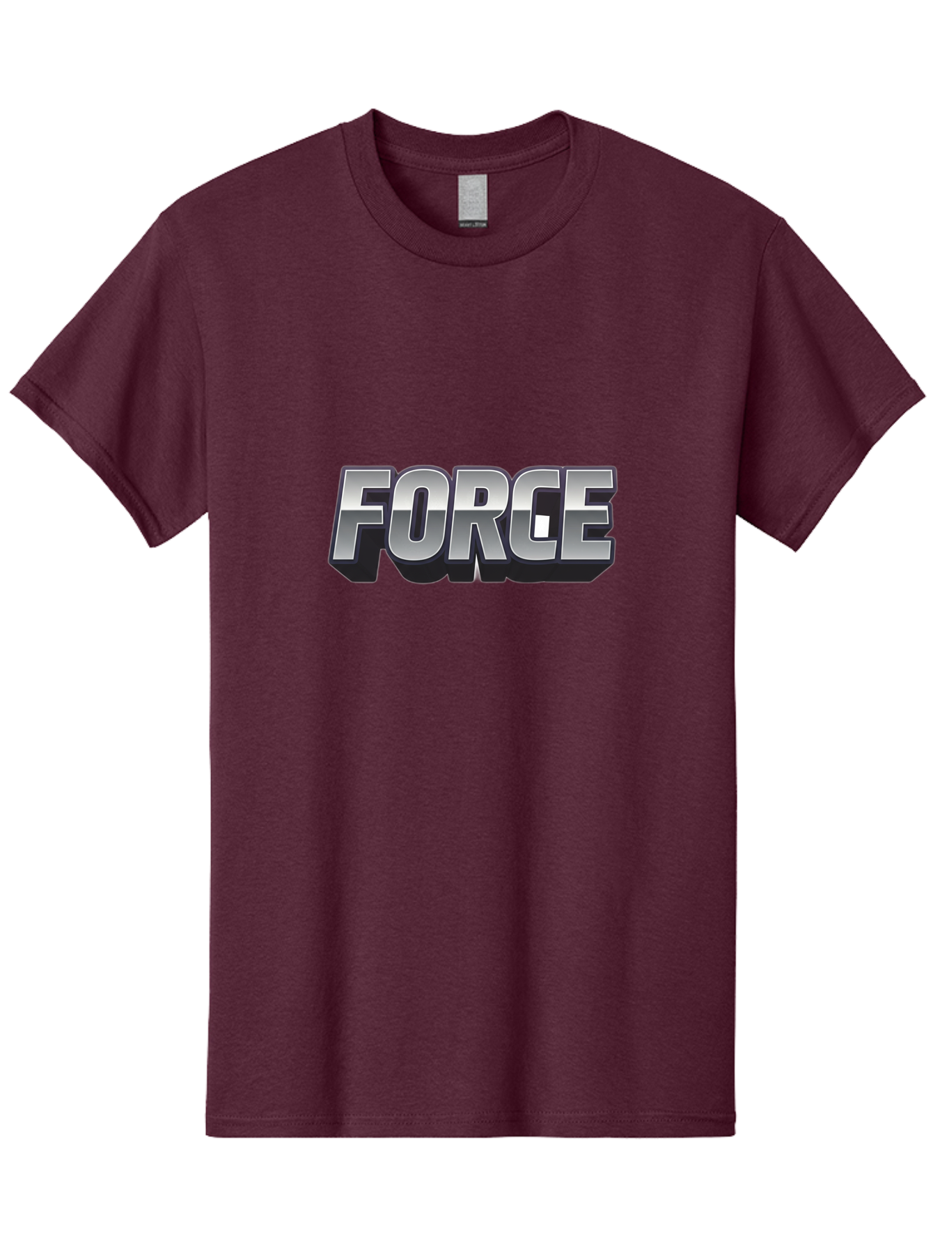 Force Men'S Graphic Tee, 100% Cotton, Comfortable Casual Summer Wear, Machine Washable, Forge Logo, Silver Metallic Text, 3D Effect, Chrome Finish, Bold Typography, Modern Design, Strength Symbol, Power Emblem, Industrial Branding Baa690 23
