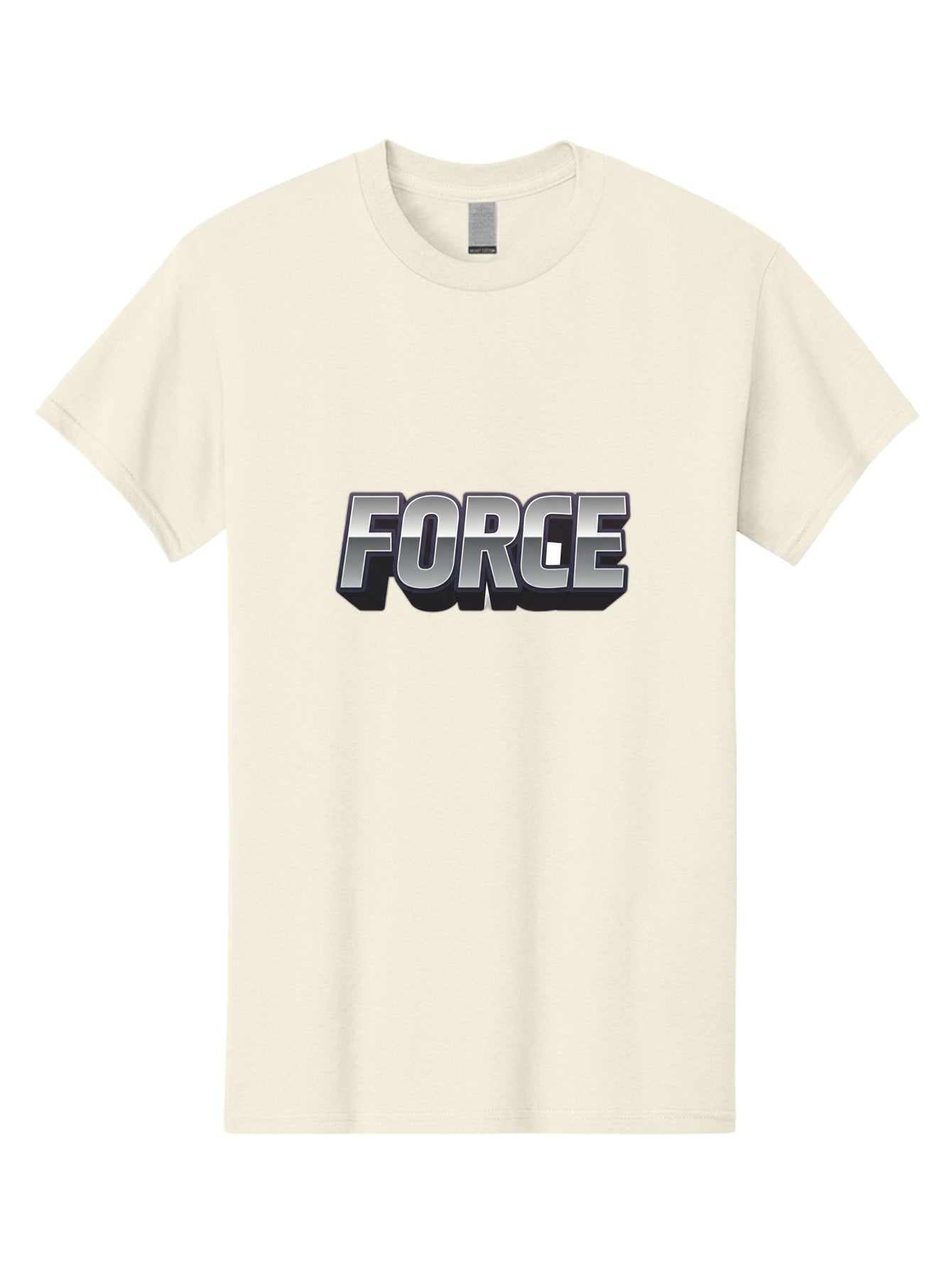 Force Men'S Graphic Tee, 100% Cotton, Comfortable Casual Summer Wear, Machine Washable, Forge Logo, Silver Metallic Text, 3D Effect, Chrome Finish, Bold Typography, Modern Design, Strength Symbol, Power Emblem, Industrial Branding Baa690