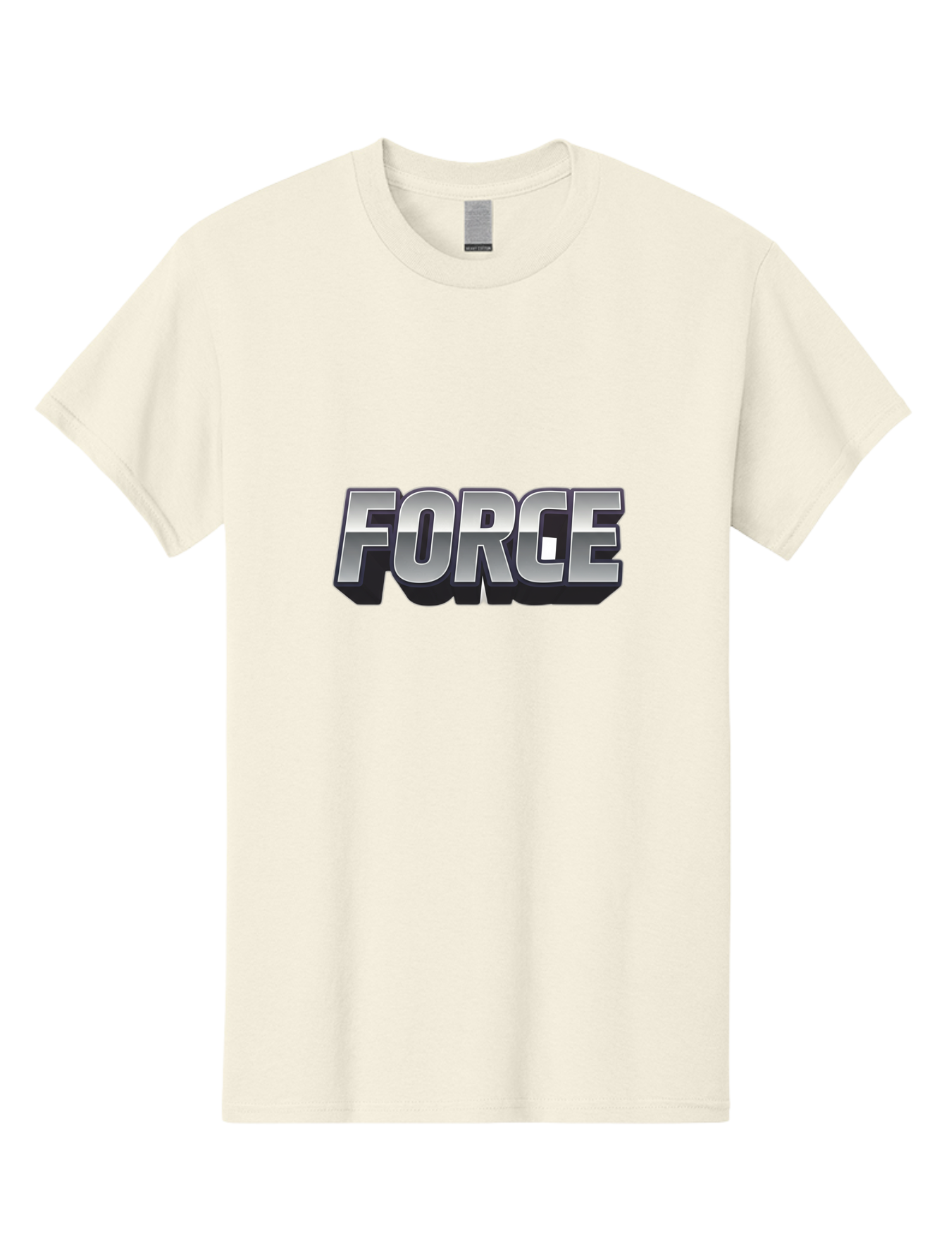 Force Men'S Graphic Tee, 100% Cotton, Comfortable Casual Summer Wear, Machine Washable, Forge Logo, Silver Metallic Text, 3D Effect, Chrome Finish, Bold Typography, Modern Design, Strength Symbol, Power Emblem, Industrial Branding Baa690 19