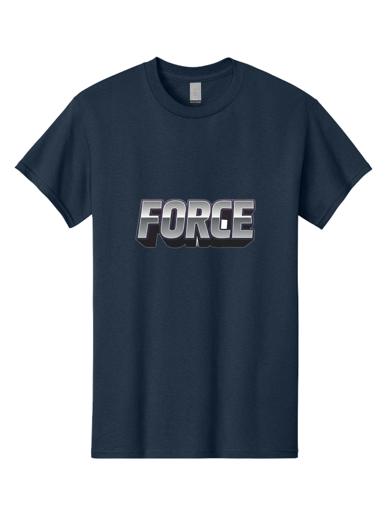 Force Men'S Graphic Tee, 100% Cotton, Comfortable Casual Summer Wear, Machine Washable, Forge Logo, Silver Metallic Text, 3D Effect, Chrome Finish, Bold Typography, Modern Design, Strength Symbol, Power Emblem, Industrial Branding Baa690