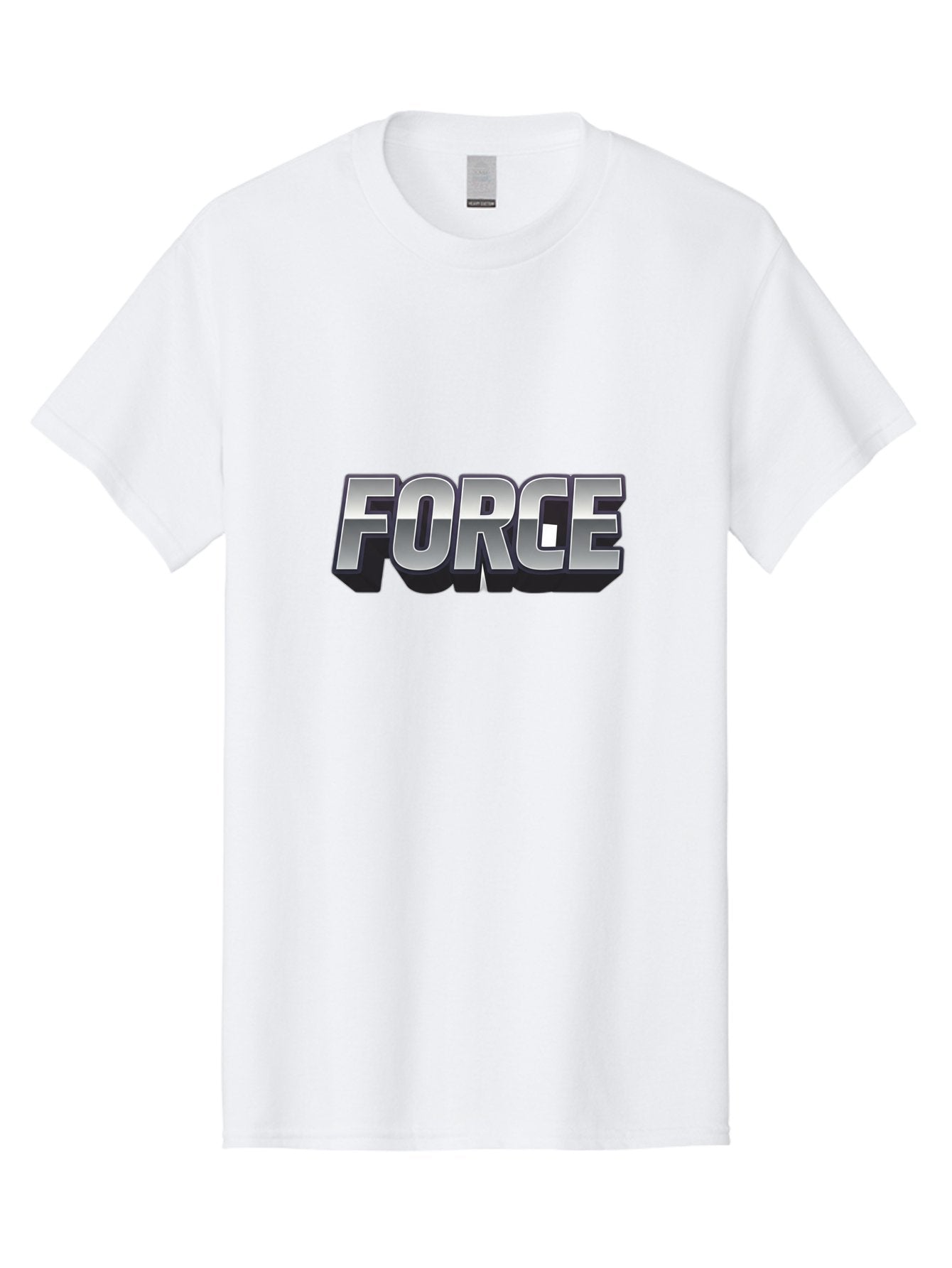 Force Men'S Graphic Tee, 100% Cotton, Comfortable Casual Summer Wear, Machine Washable, Forge Logo, Silver Metallic Text, 3D Effect, Chrome Finish, Bold Typography, Modern Design, Strength Symbol, Power Emblem, Industrial Branding Baa690 13