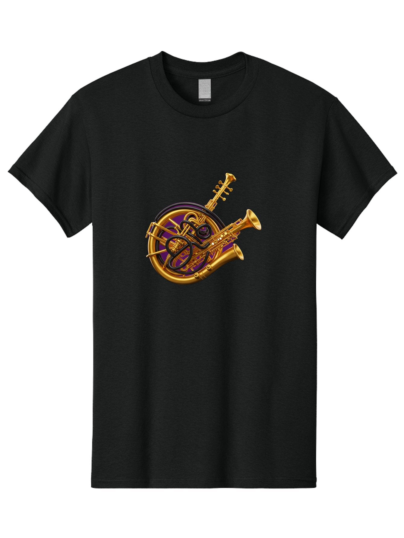 French-Horn-Trumpet-Saxophone Men'S Graphic Tee, 100% Cotton, Comfortable Casual Summer Wear, Machine Washable, Brass Instruments, French Horn, Trumpet, Saxophone, Musical Instruments, Jazz Music, Classical Music, Musical Composition Baa691 8