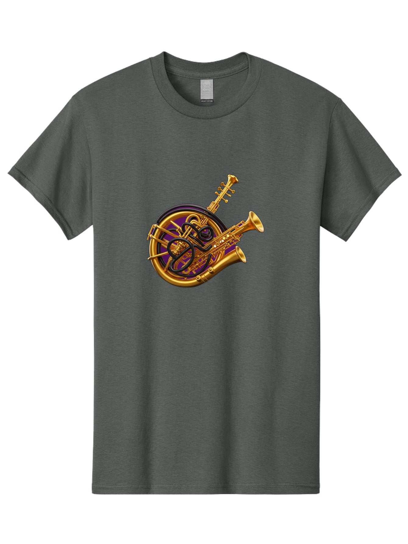 French-Horn-Trumpet-Saxophone Men'S Graphic Tee, 100% Cotton, Comfortable Casual Summer Wear, Machine Washable, Brass Instruments, French Horn, Trumpet, Saxophone, Musical Instruments, Jazz Music, Classical Music, Musical Composition Baa691 12