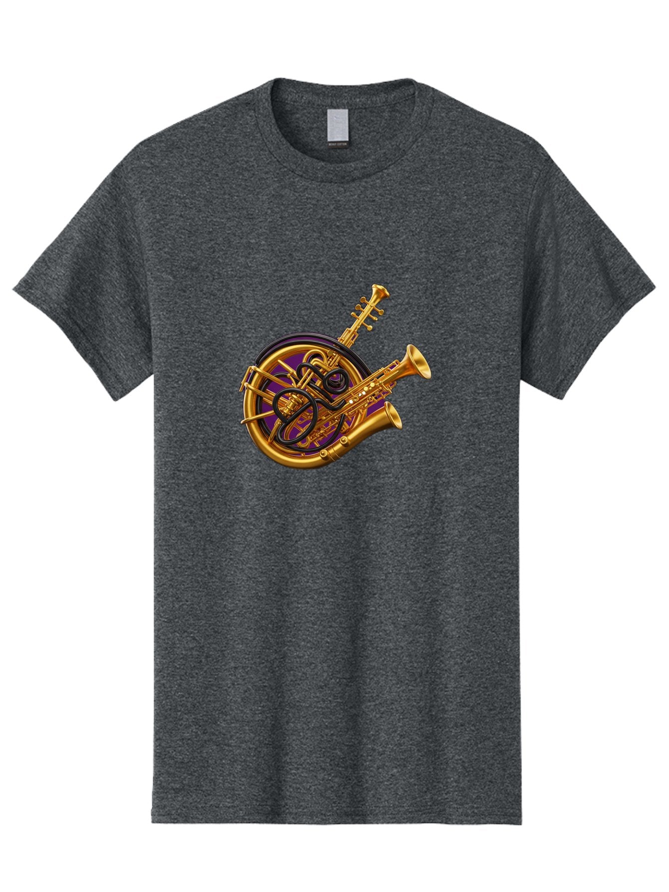 French-Horn-Trumpet-Saxophone Men'S Graphic Tee, 100% Cotton, Comfortable Casual Summer Wear, Machine Washable, Brass Instruments, French Horn, Trumpet, Saxophone, Musical Instruments, Jazz Music, Classical Music, Musical Composition Baa691 14