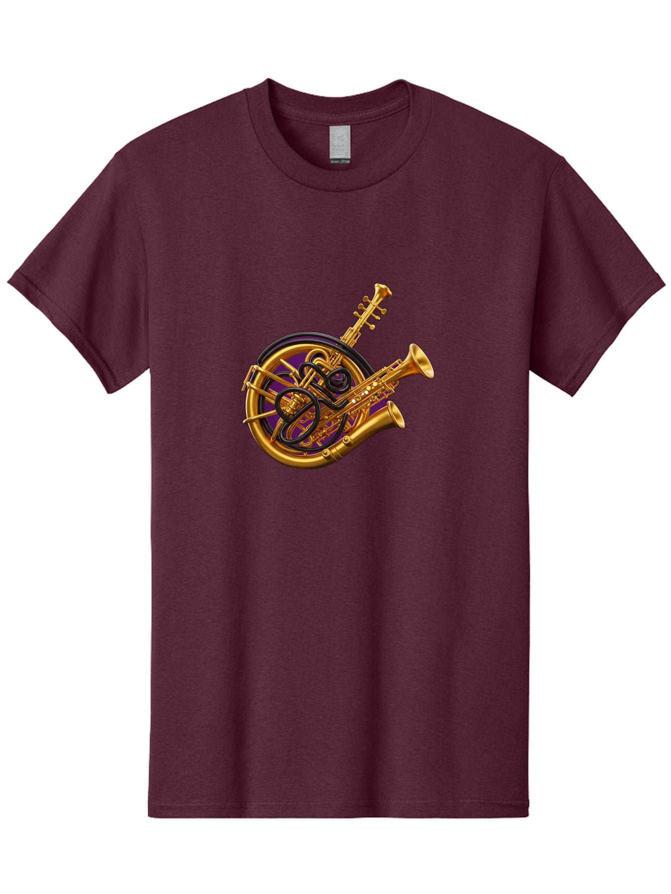 French-Horn-Trumpet-Saxophone Men'S Graphic Tee, 100% Cotton, Comfortable Casual Summer Wear, Machine Washable, Brass Instruments, French Horn, Trumpet, Saxophone, Musical Instruments, Jazz Music, Classical Music, Musical Composition Baa691 5