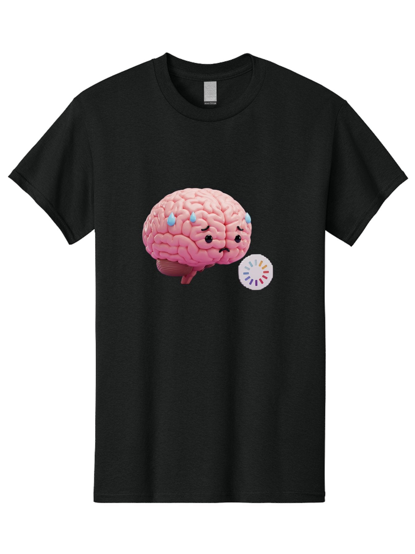 Frowning-Brain Men'S Graphic Tee, 100% Cotton, Comfortable Casual Summer Wear, Machine Washable, Cartoon Brain, Sad Face, Blue Tears, Frowning, Unhappy, Circular Color Palette, Brain Model, Emotional Expression, Human Anatomy Baa692 3