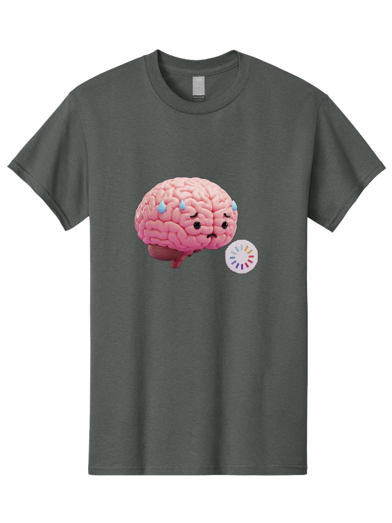 Frowning-Brain Men'S Graphic Tee, 100% Cotton, Comfortable Casual Summer Wear, Machine Washable, Cartoon Brain, Sad Face, Blue Tears, Frowning, Unhappy, Circular Color Palette, Brain Model, Emotional Expression, Human Anatomy Baa692 11