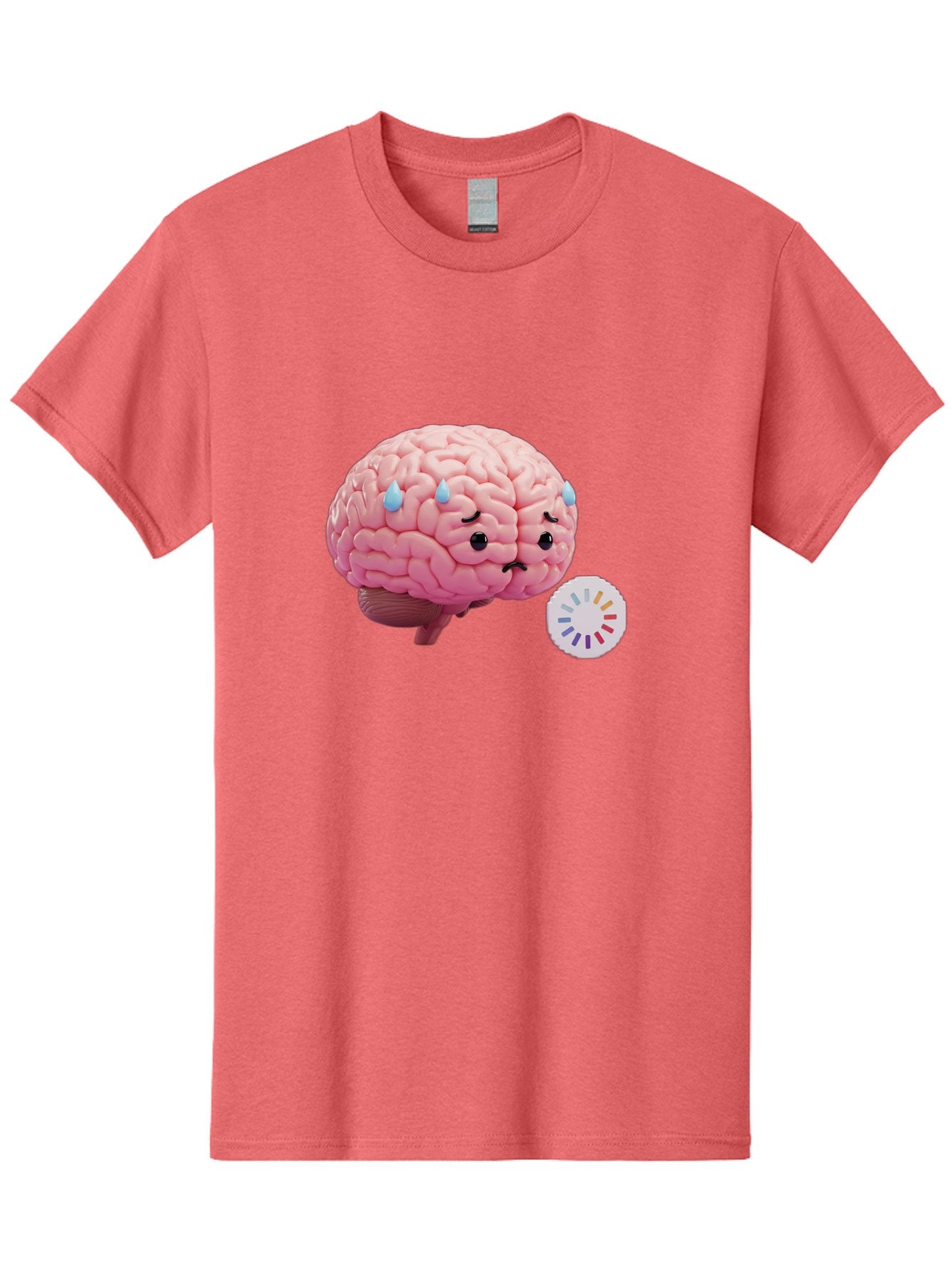 Frowning-Brain Men'S Graphic Tee, 100% Cotton, Comfortable Casual Summer Wear, Machine Washable, Cartoon Brain, Sad Face, Blue Tears, Frowning, Unhappy, Circular Color Palette, Brain Model, Emotional Expression, Human Anatomy Baa692 8