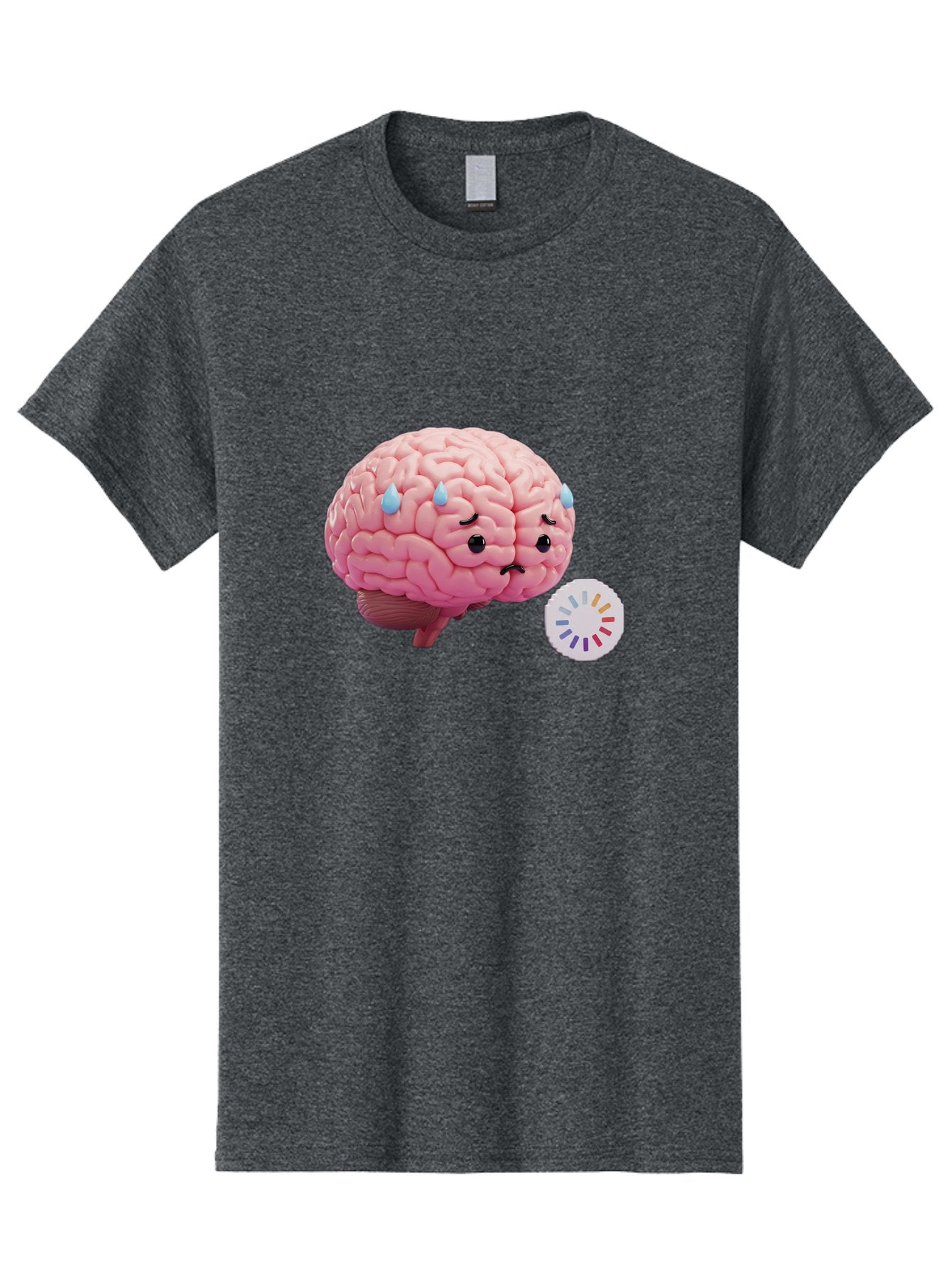 Frowning-Brain Men'S Graphic Tee, 100% Cotton, Comfortable Casual Summer Wear, Machine Washable, Cartoon Brain, Sad Face, Blue Tears, Frowning, Unhappy, Circular Color Palette, Brain Model, Emotional Expression, Human Anatomy Baa692