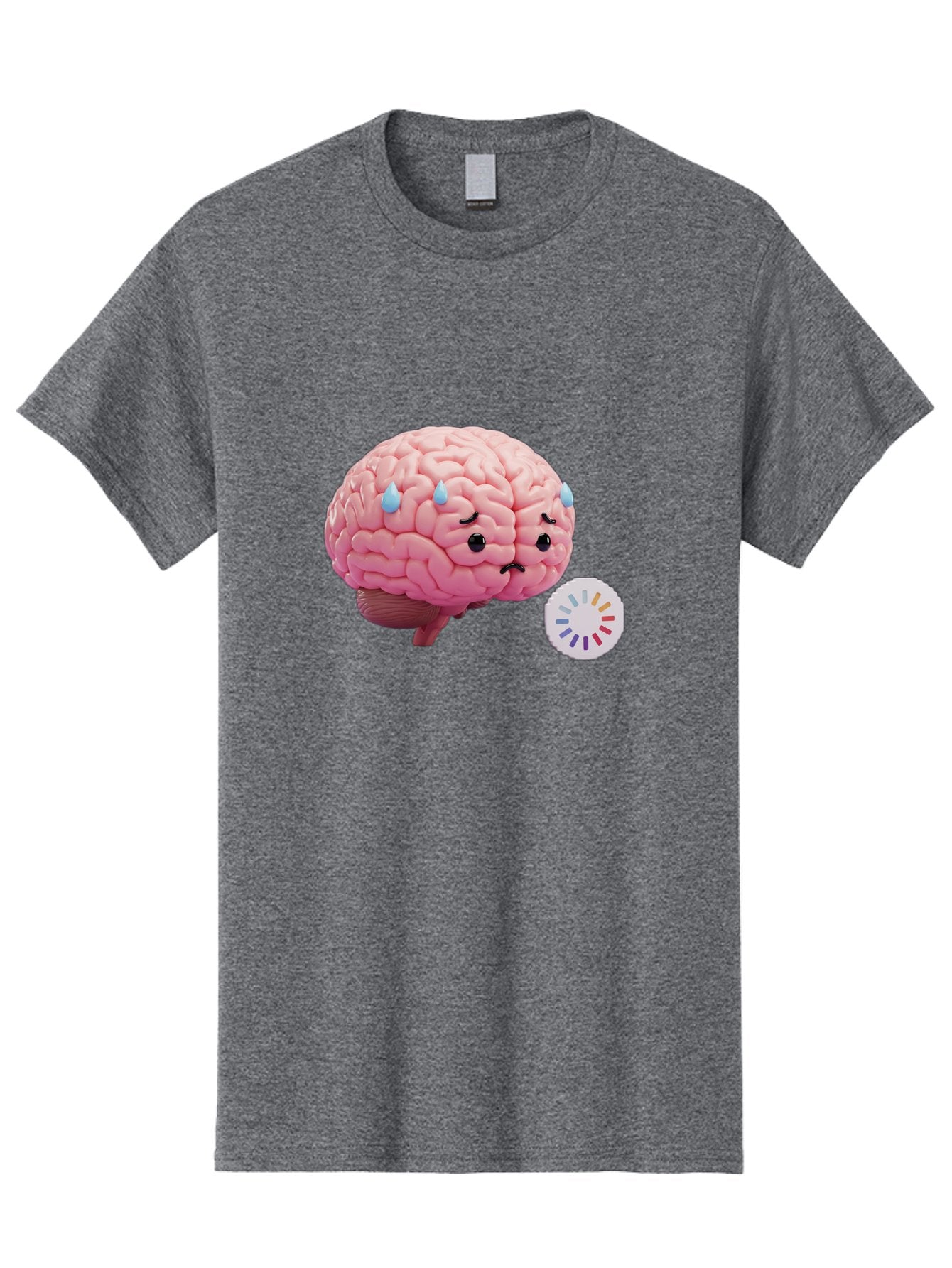 Frowning-Brain Men'S Graphic Tee, 100% Cotton, Comfortable Casual Summer Wear, Machine Washable, Cartoon Brain, Sad Face, Blue Tears, Frowning, Unhappy, Circular Color Palette, Brain Model, Emotional Expression, Human Anatomy Baa692 14