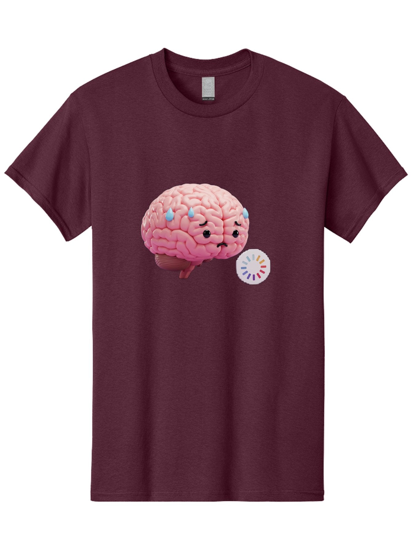 Frowning-Brain Men'S Graphic Tee, 100% Cotton, Comfortable Casual Summer Wear, Machine Washable, Cartoon Brain, Sad Face, Blue Tears, Frowning, Unhappy, Circular Color Palette, Brain Model, Emotional Expression, Human Anatomy Baa692 6