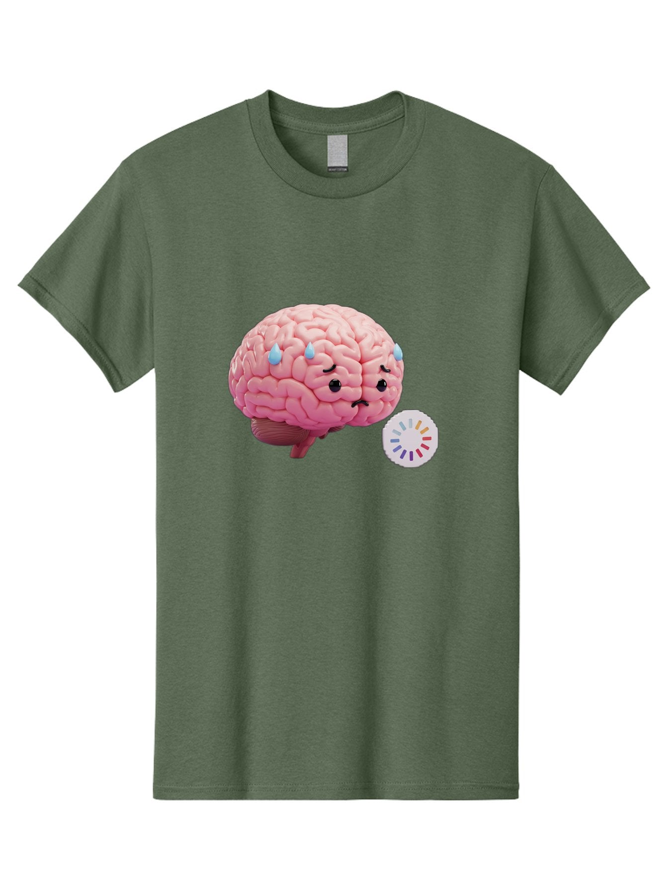 Frowning-Brain Men'S Graphic Tee, 100% Cotton, Comfortable Casual Summer Wear, Machine Washable, Cartoon Brain, Sad Face, Blue Tears, Frowning, Unhappy, Circular Color Palette, Brain Model, Emotional Expression, Human Anatomy Baa692 15